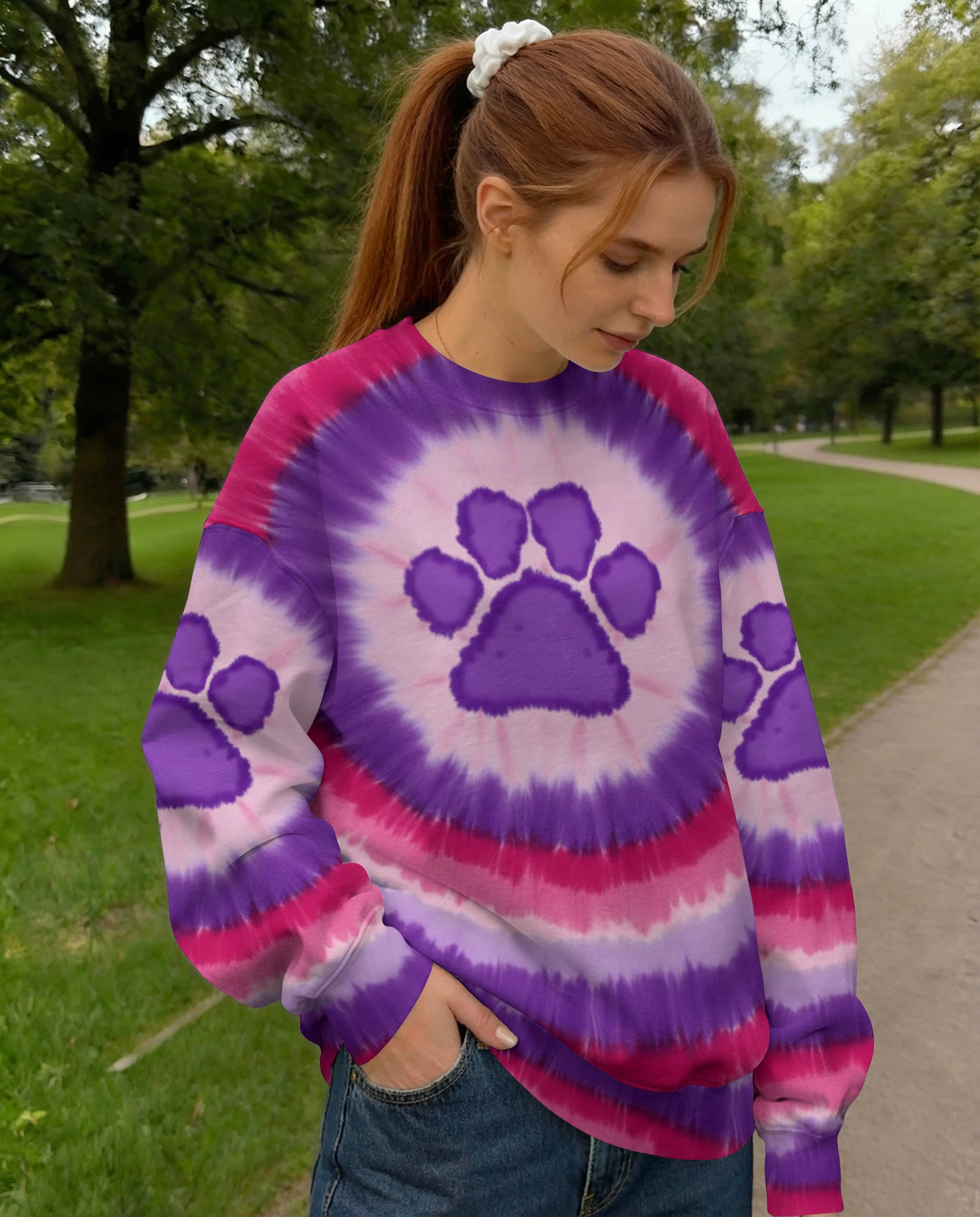 PINK AND PURPLE PAW ALL OVER PRINT - TYPQ0701261