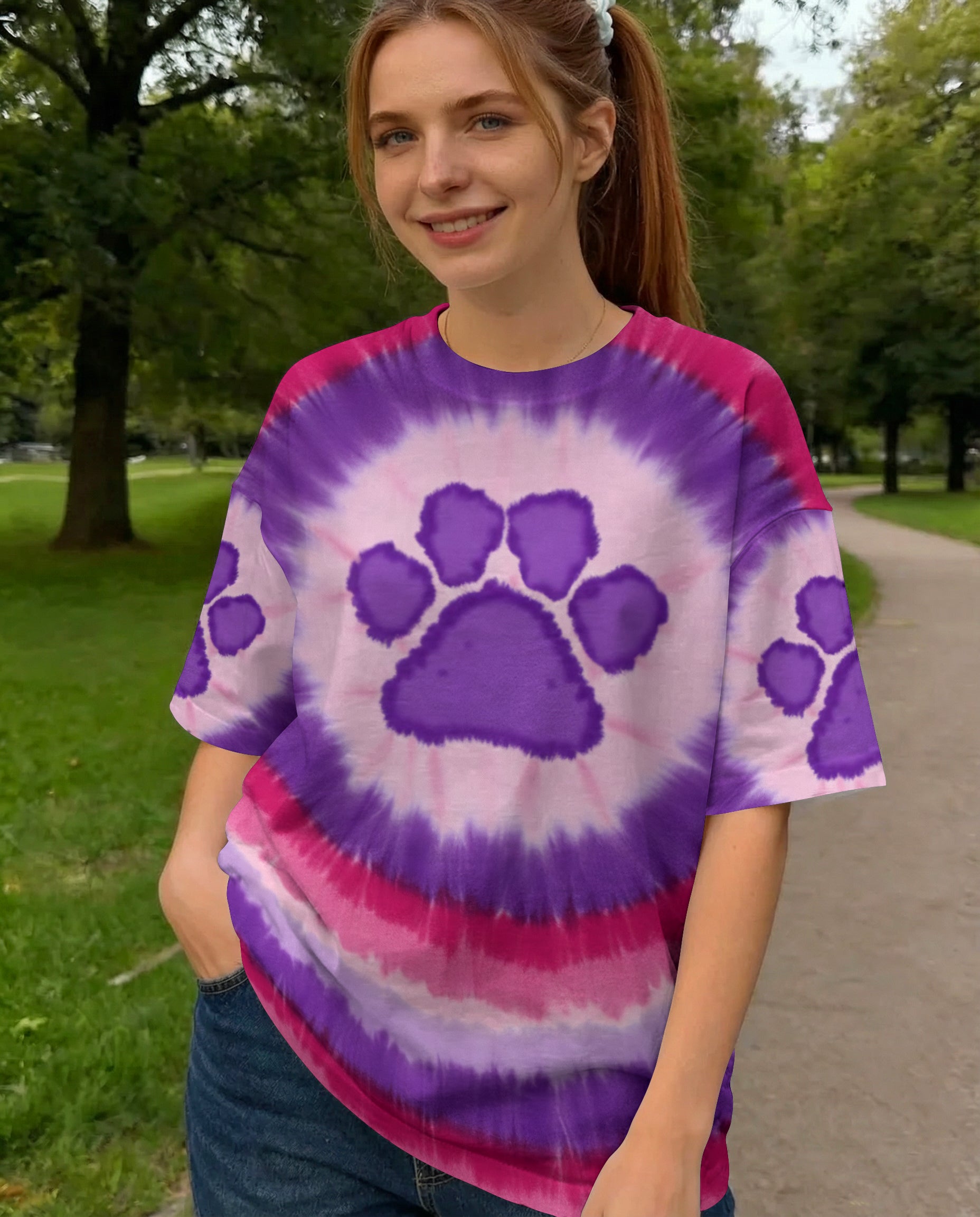 PINK AND PURPLE PAW ALL OVER PRINT - TYPQ0701261