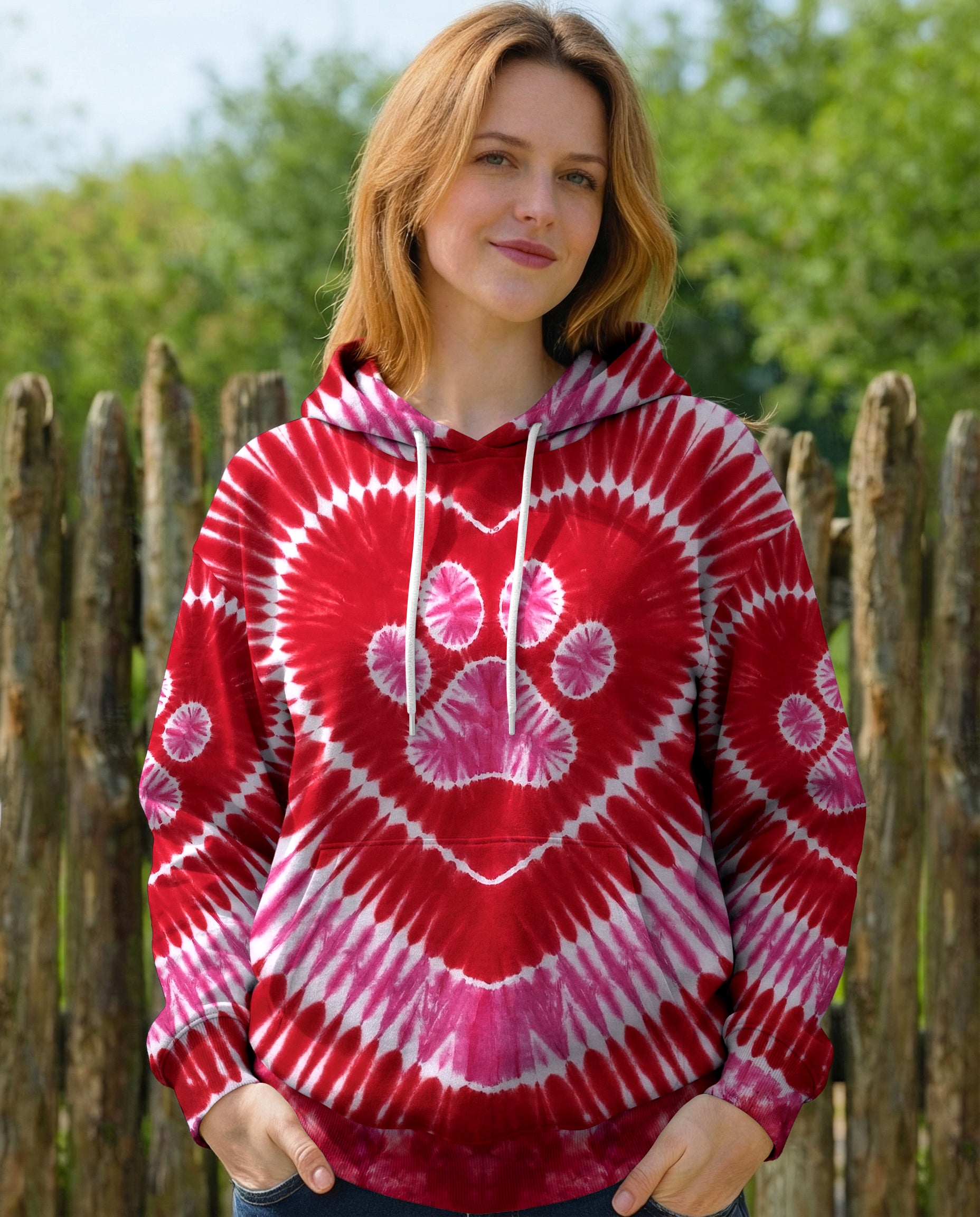 RED PINK PAW HEART ALL OVER PRINT - TYPQ0703261