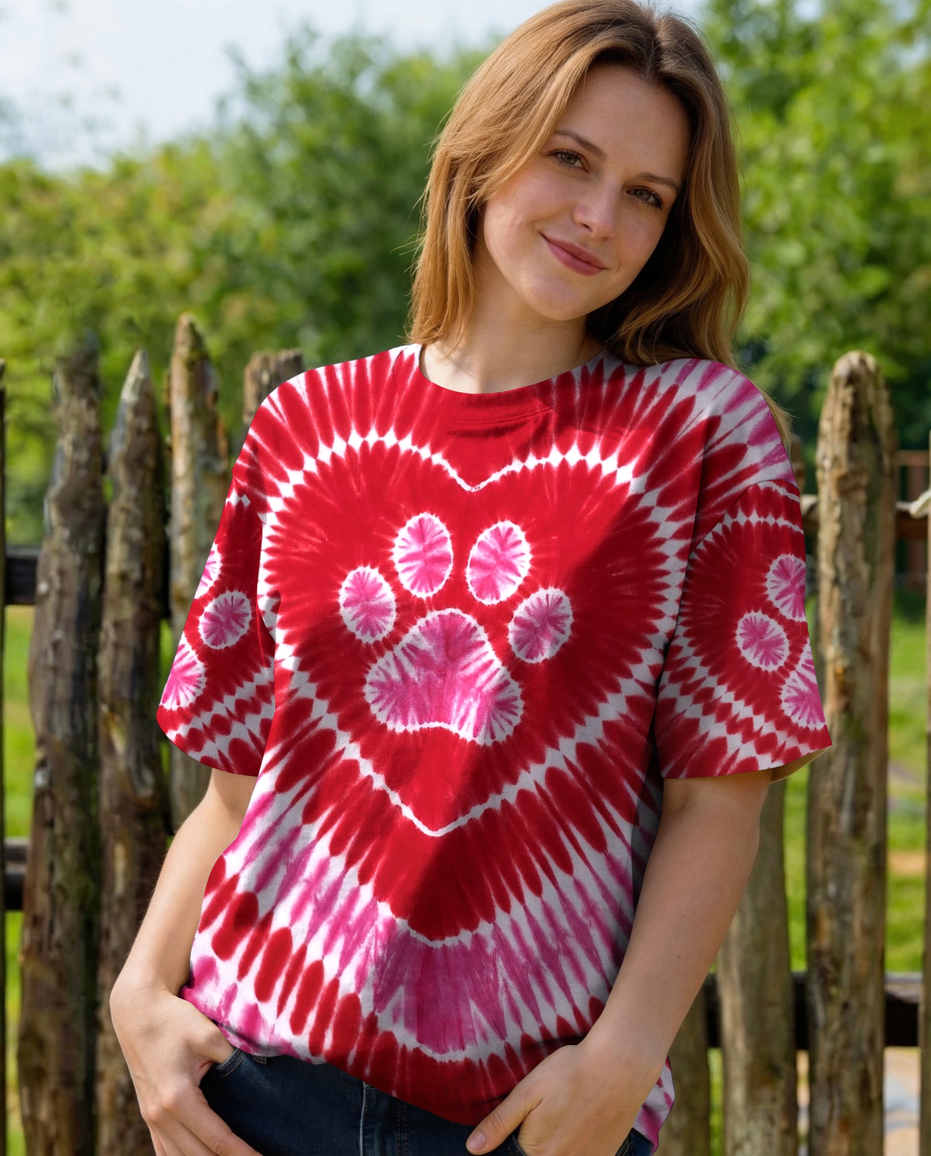 RED PINK PAW HEART ALL OVER PRINT - TYPQ0703261