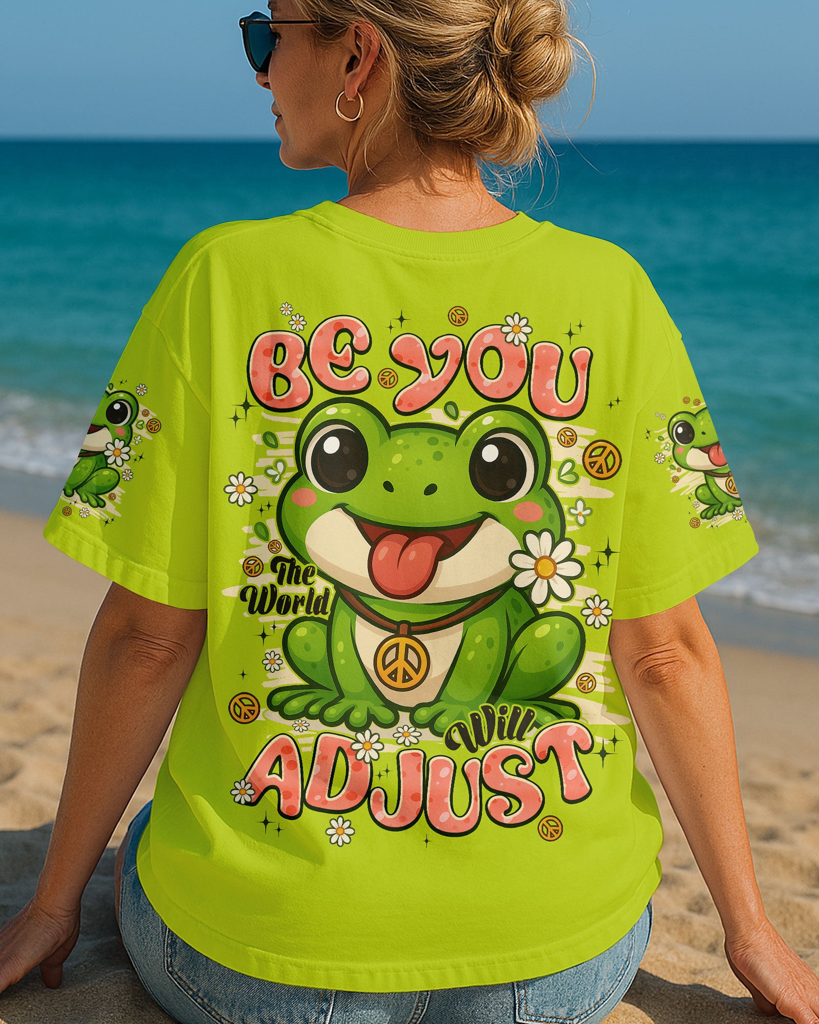 BE YOU THE WORLD WILL ADJUST FROG HIPPIE ALL OVER PRINT - TYPQ0808253