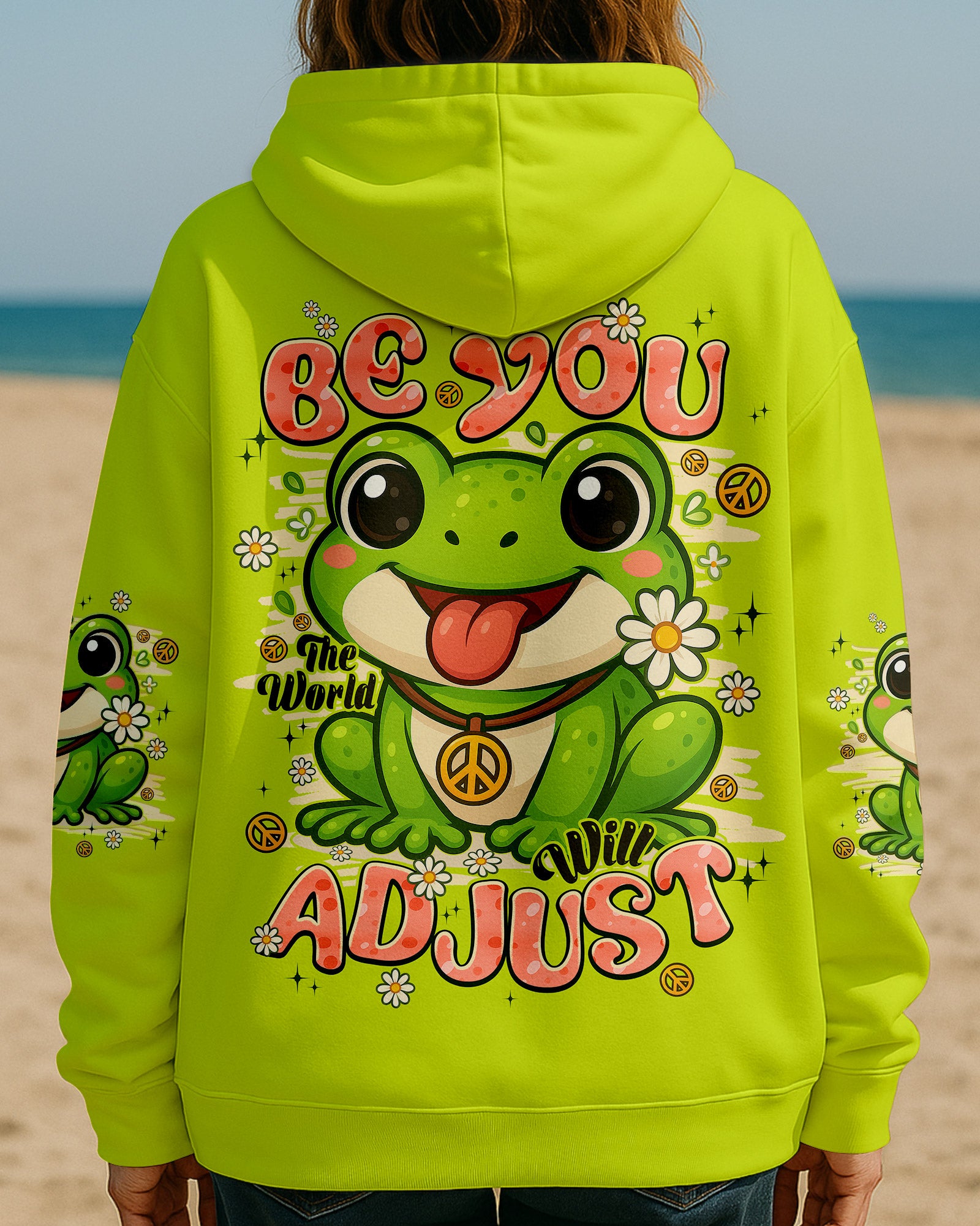 BE YOU THE WORLD WILL ADJUST FROG HIPPIE ALL OVER PRINT - TYPQ0808253