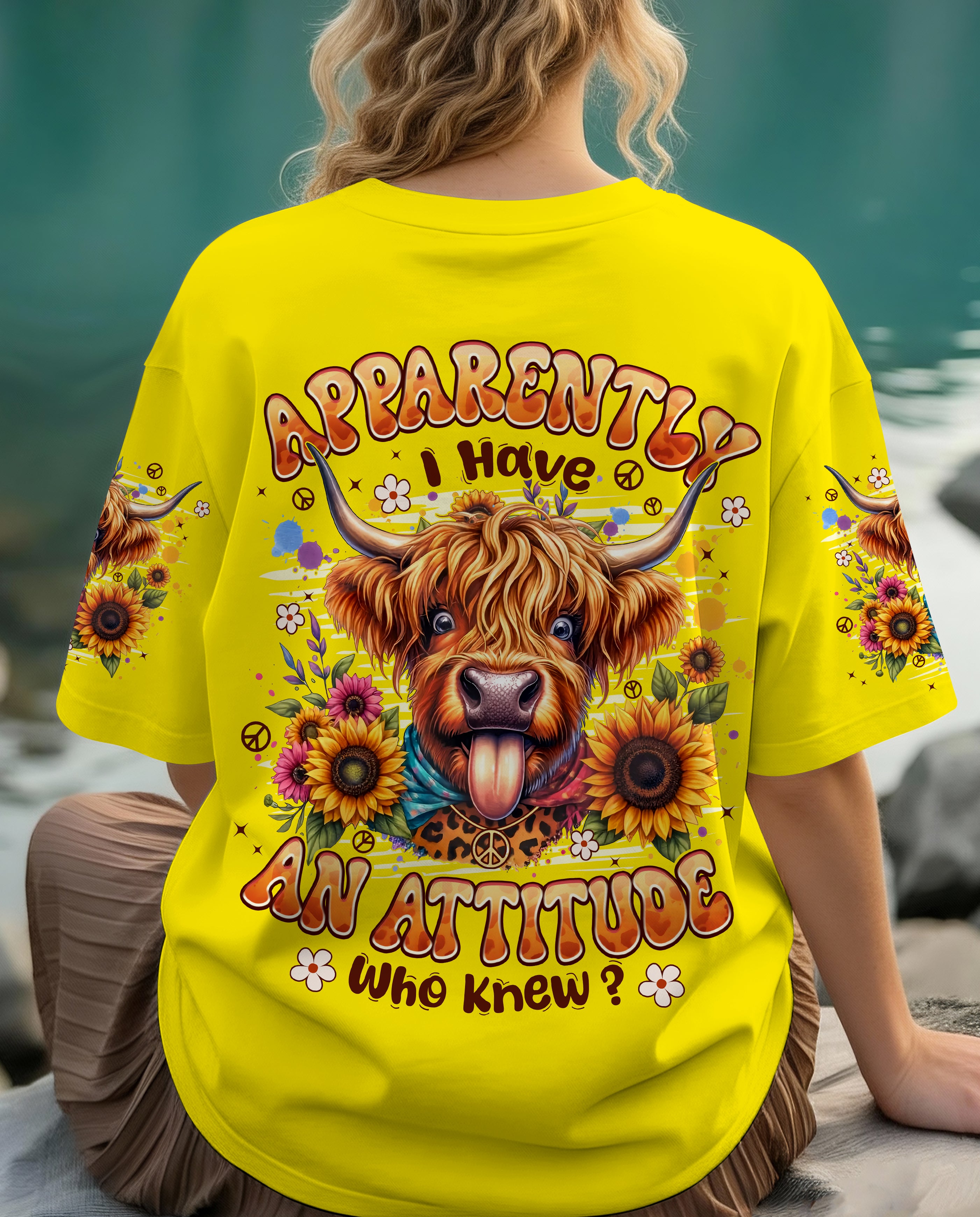 APPARENTLY I HAVE AN ATTITUDE WHO KNEW COW ALL OVER PRINT - TYPQ0912251