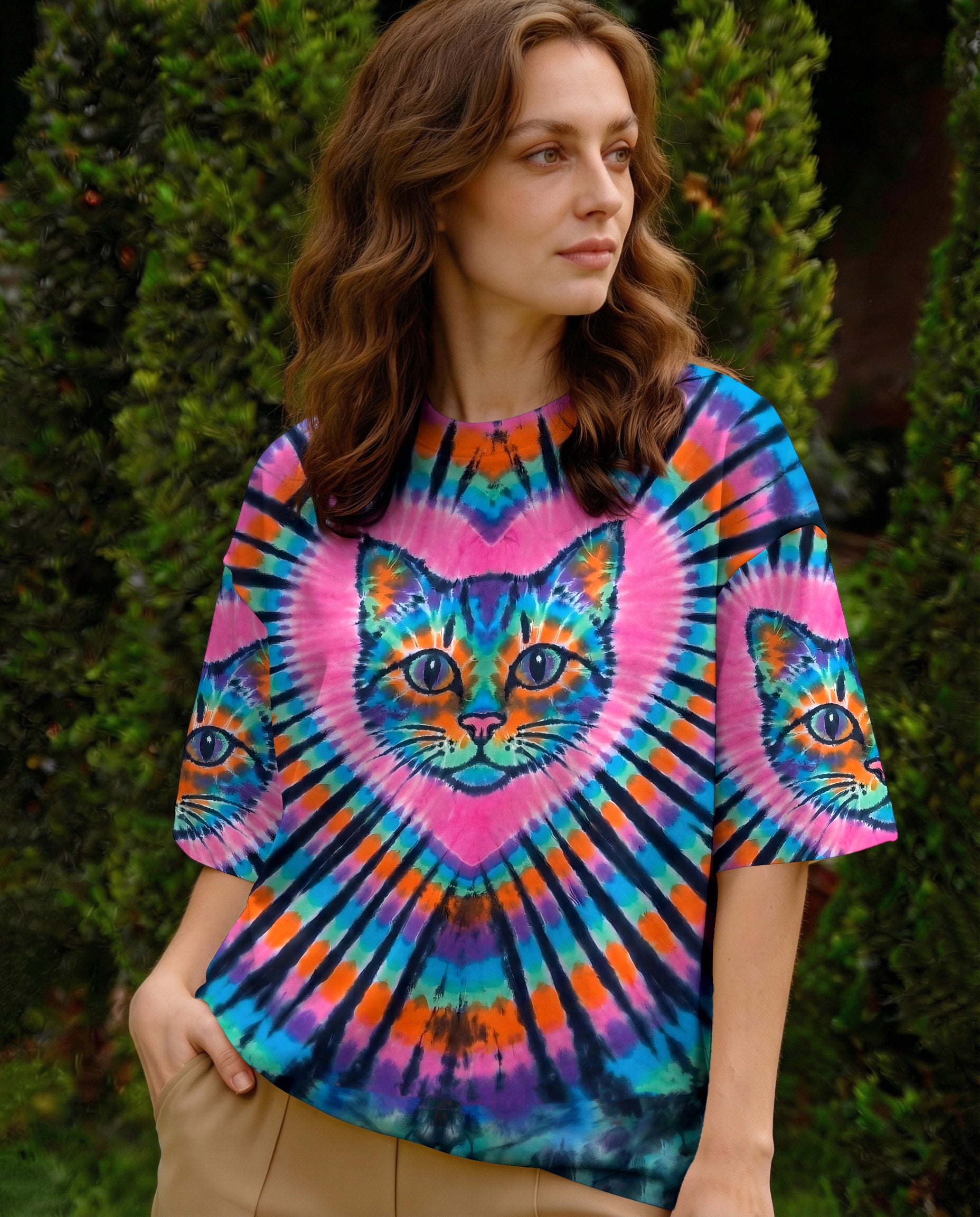 COLORFUL TURQUOISE CAT AURA ALL OVER PRINT - TYPQ1003262