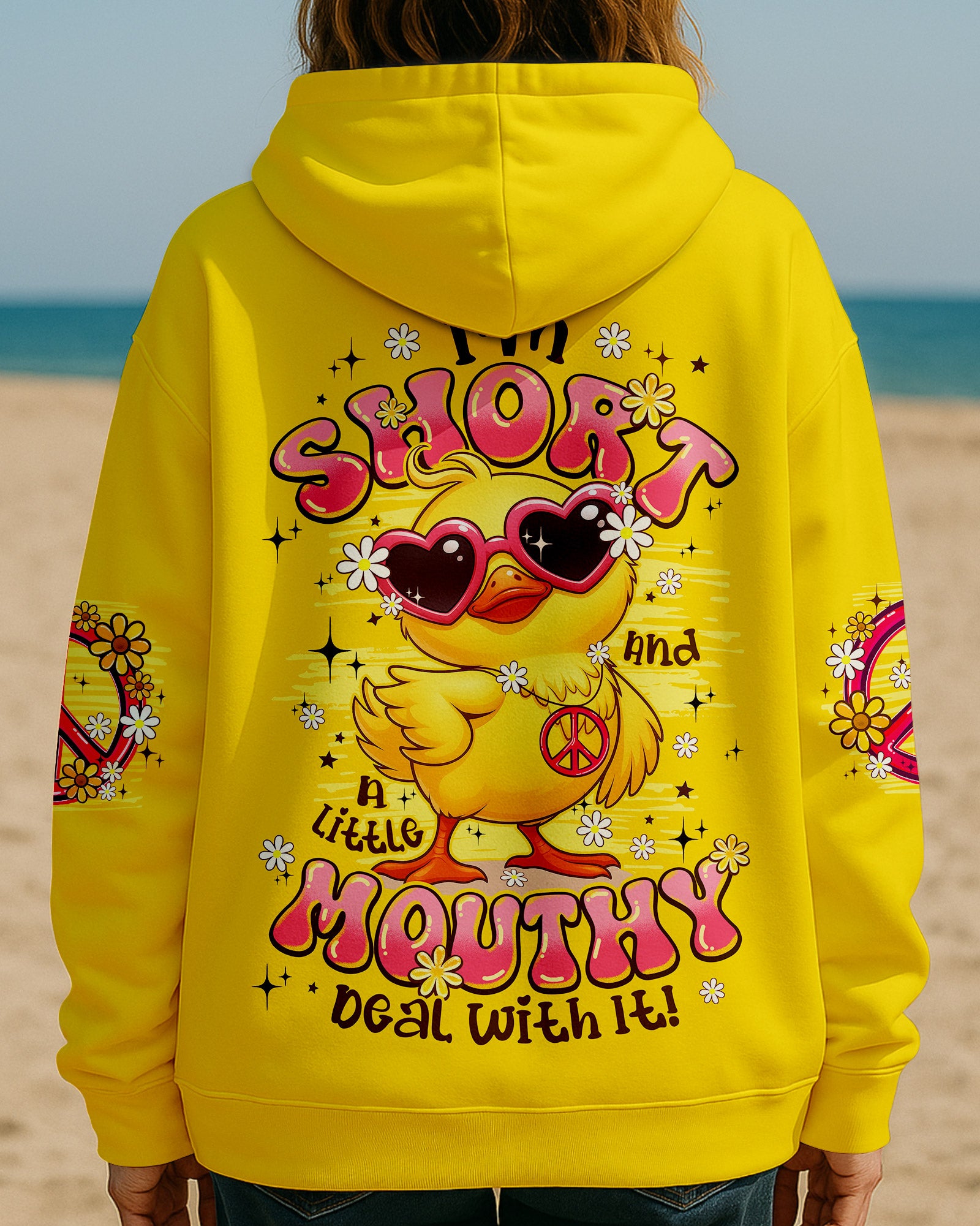 I'M SHORT AND A LITTLE MOUTHY DUCK HIPPIE ALL OVER PRINT - TYPQ1007252