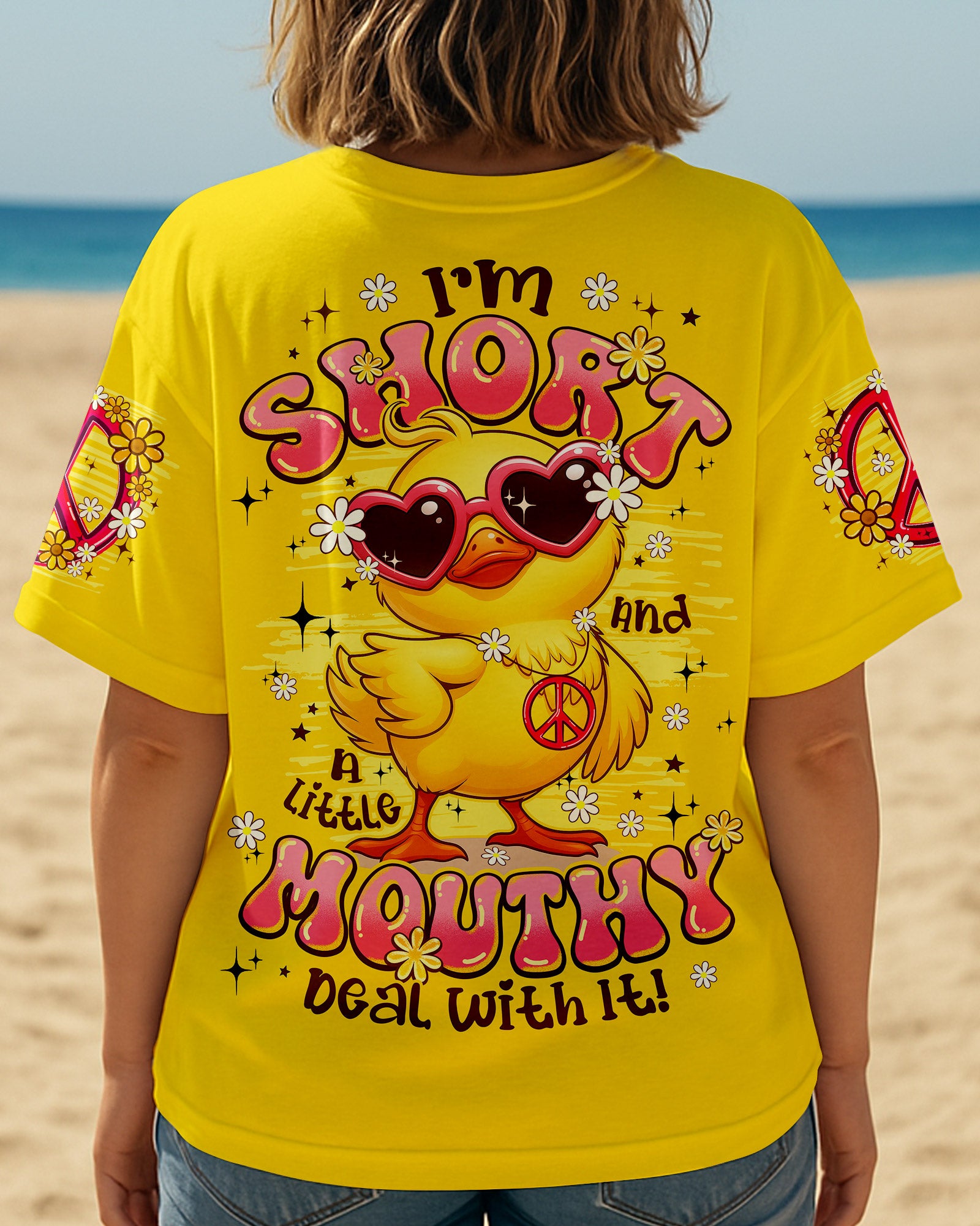 I'M SHORT AND A LITTLE MOUTHY DUCK HIPPIE ALL OVER PRINT - TYPQ1007252