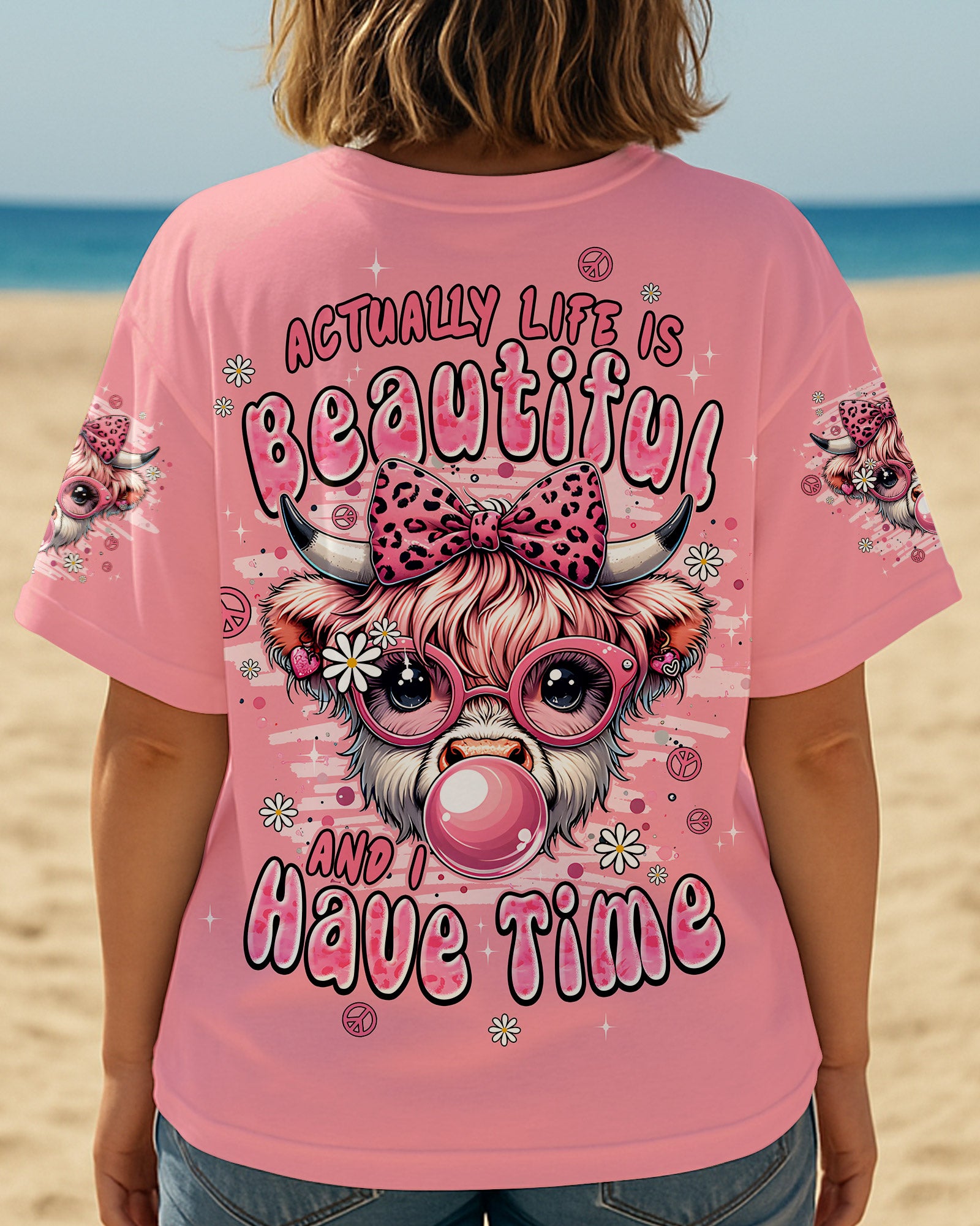 ACTUALLY LIFE IS BEAUTIFUL AND I HAVE TIME COW HIPPIE ALL OVER PRINT - TYPQ1107251