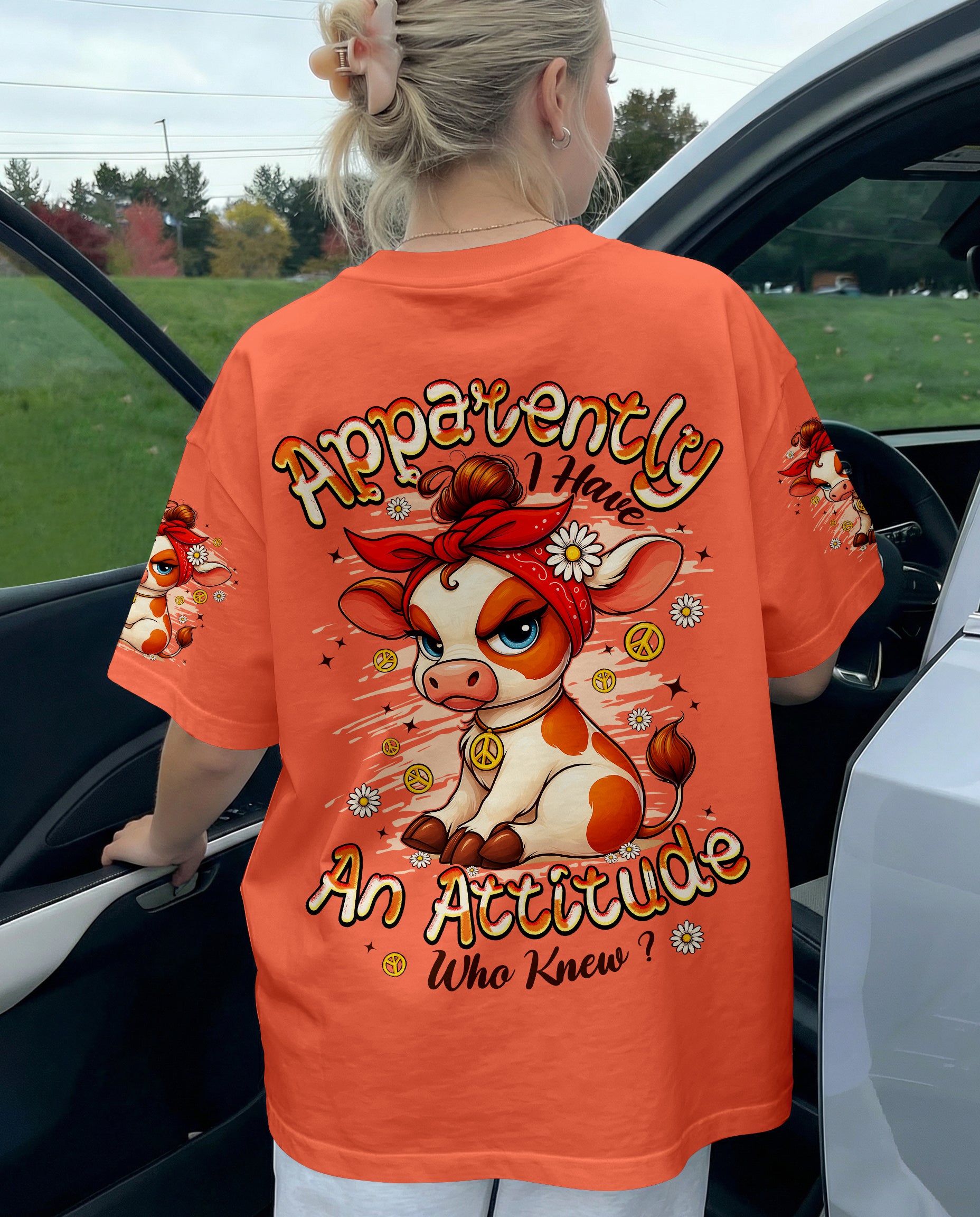 APPARENTLY I HAVE AN ATTITUDE WHO KNEW COW ALL OVER PRINT - TYPQ1212252