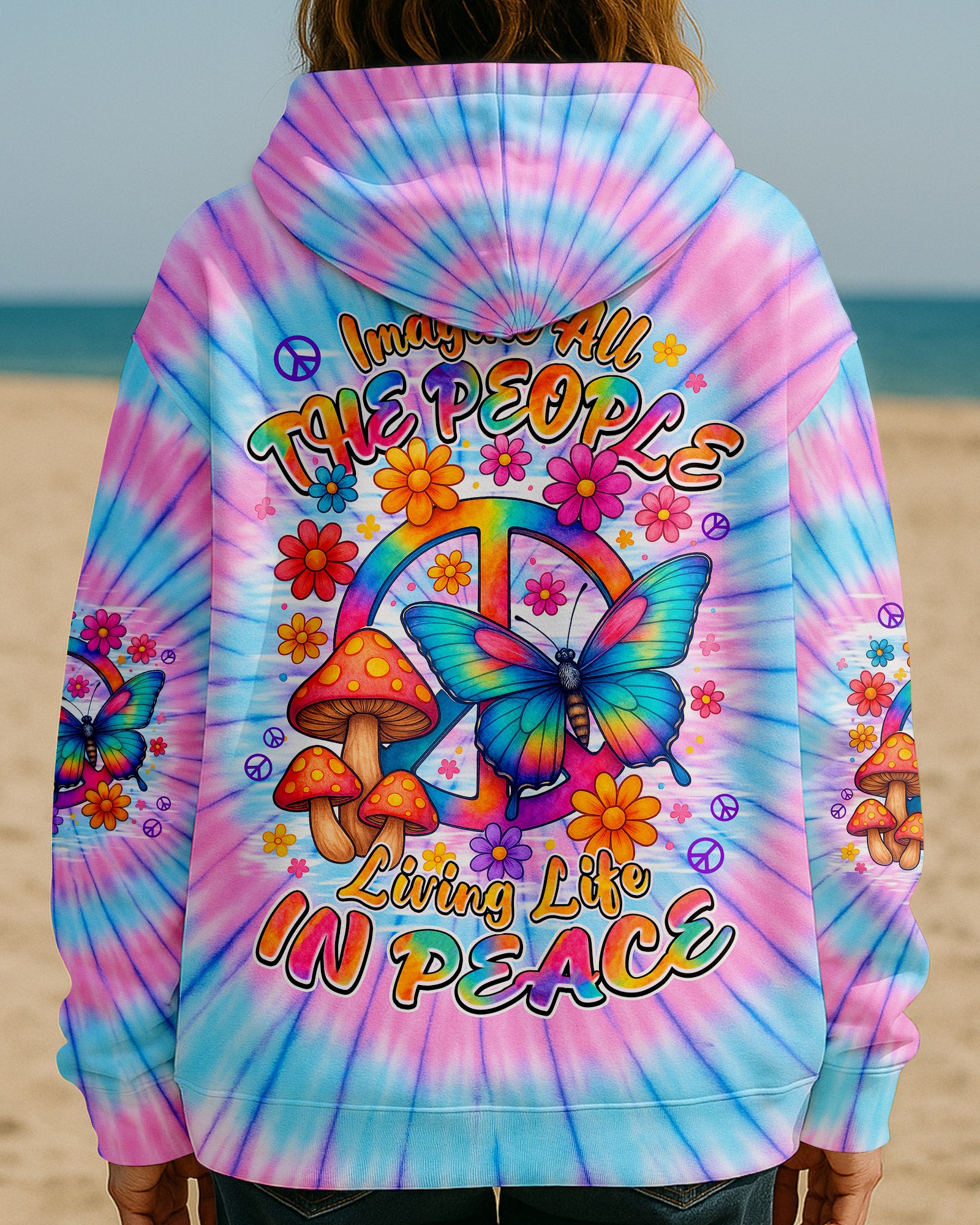 IMAGINE ALL THE PEOPLE LIVING LIFE IN PEACE TIE DYE ALL OVER PRINT - TYPQ1408251