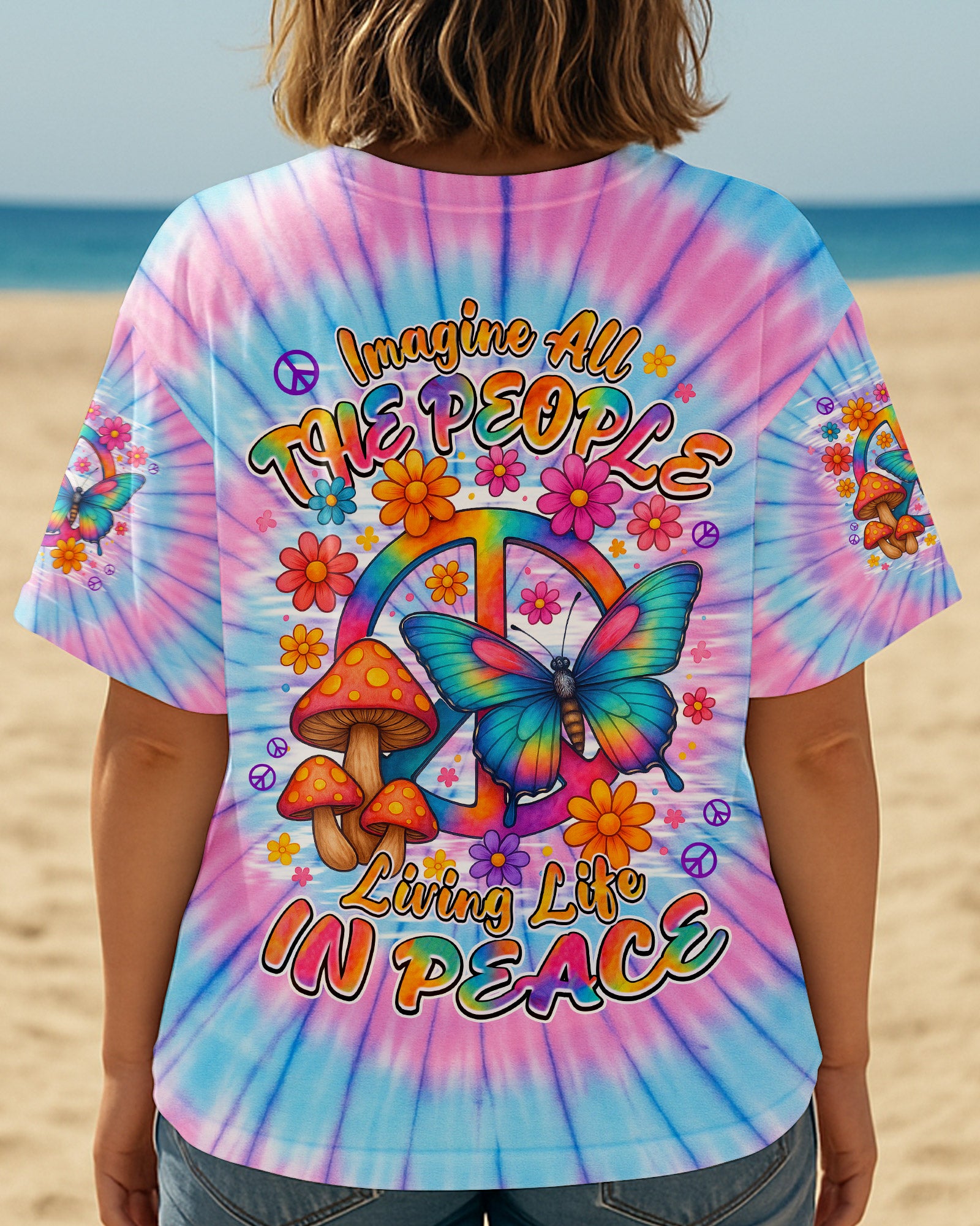 IMAGINE ALL THE PEOPLE LIVING LIFE IN PEACE TIE DYE ALL OVER PRINT - TYPQ1408251