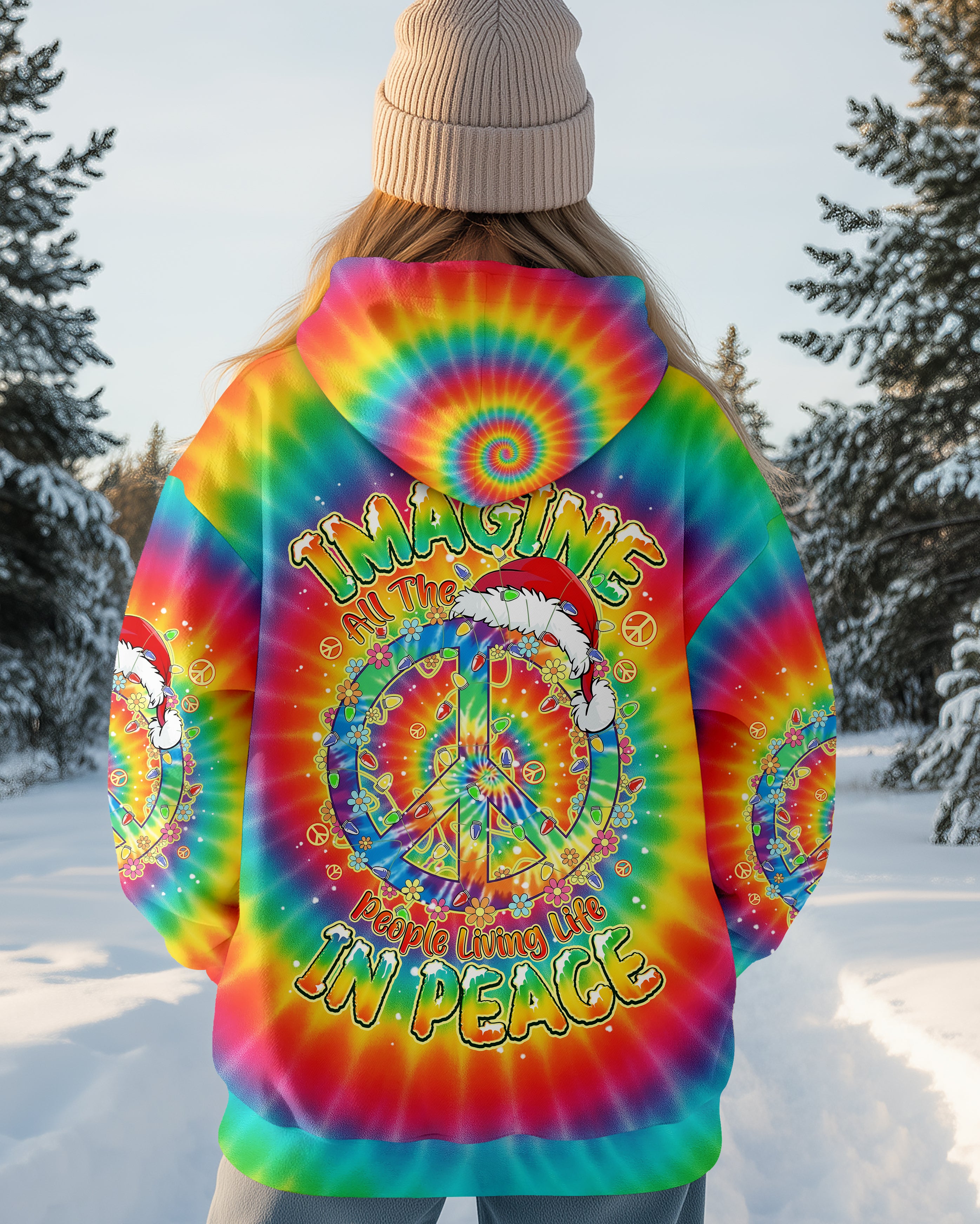 IMAGINE ALL THE PEOPLE LIVING LIFE IN PEACE CHRISTMAS TIE DYE ALL OVER PRINT - TYPQ1411251