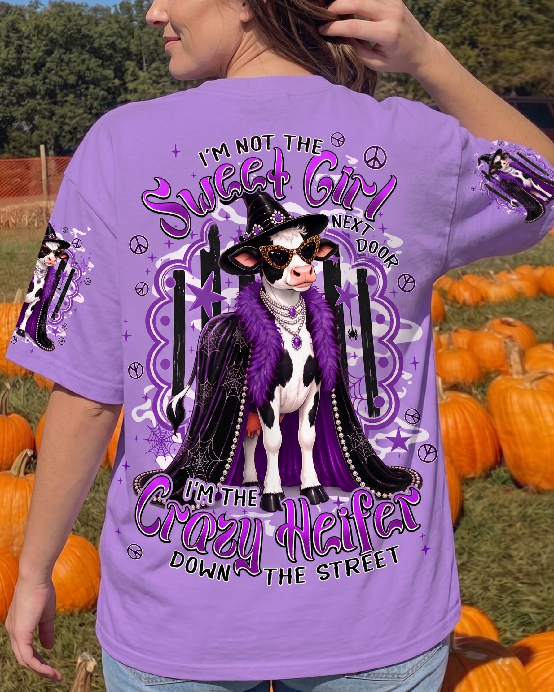 I'M THE CRAZY HEIFER HALLOWEEN COW ALL OVER PRINT - TYPQ1707262