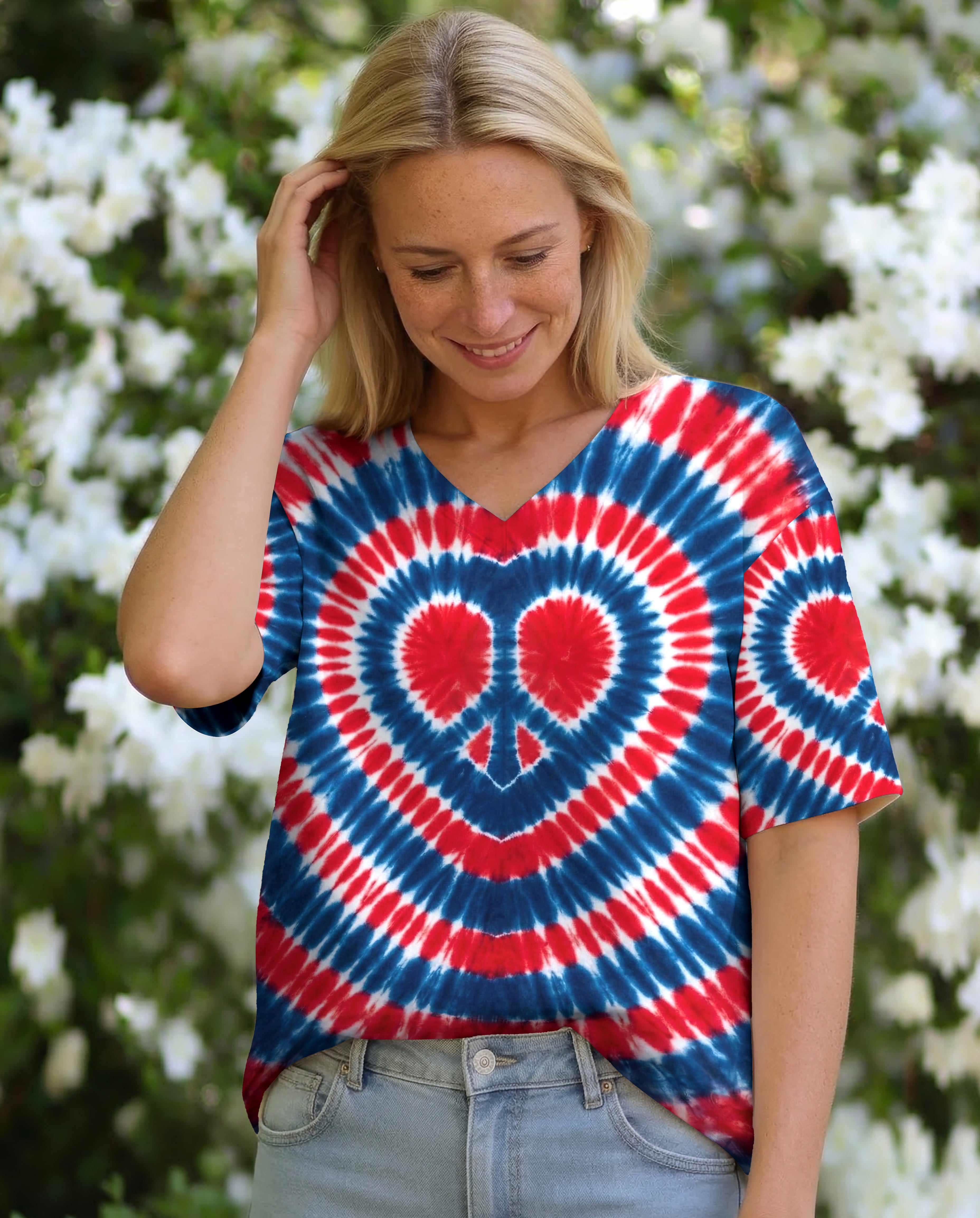 RED WHITE AND BLUE HEART PEACE ALL OVER PRINT - TYPQ1803262