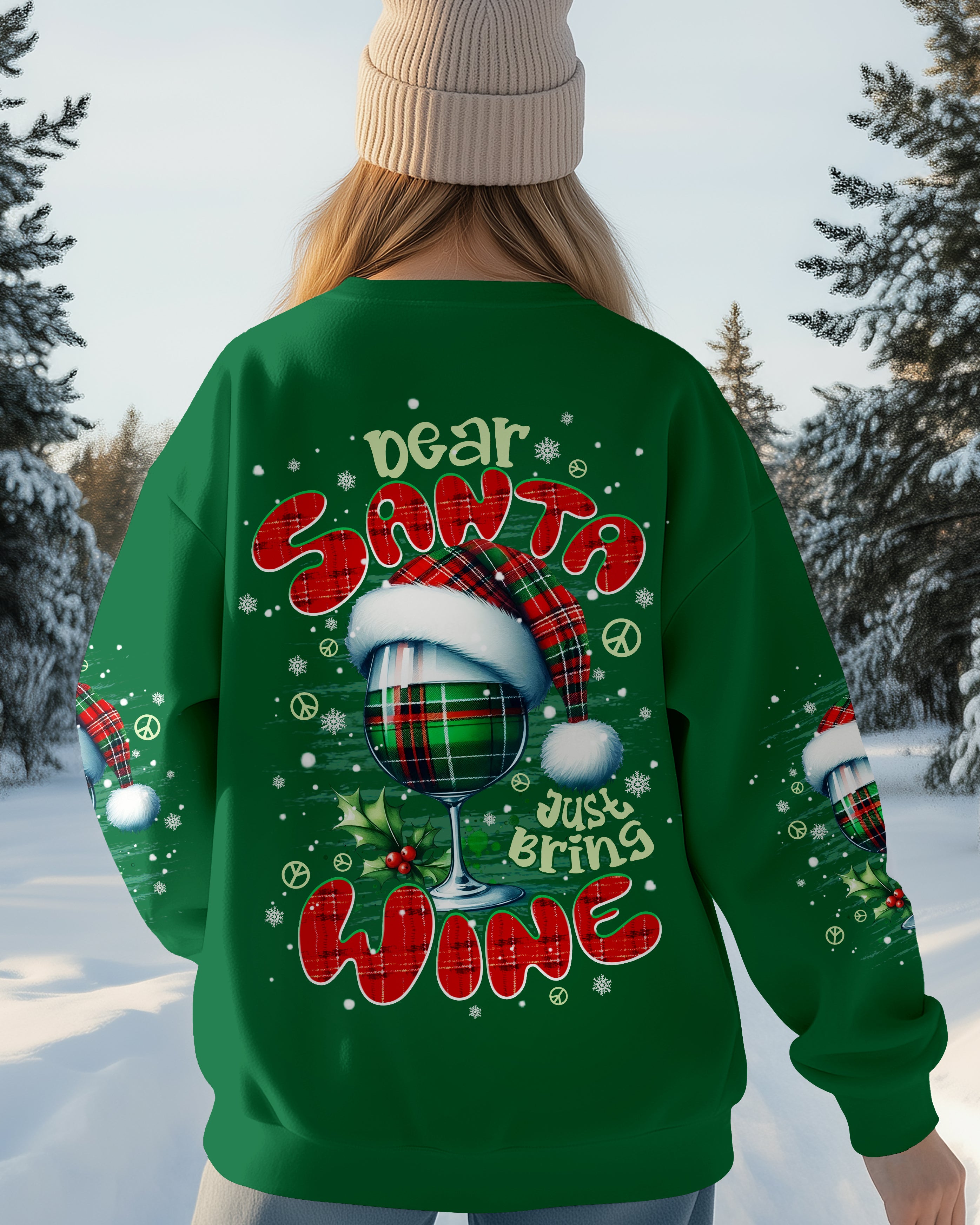 DEAR SANTA JUST BRING WINE CHRISTMAS ALL OVER PRINT - TYPQ1911251
