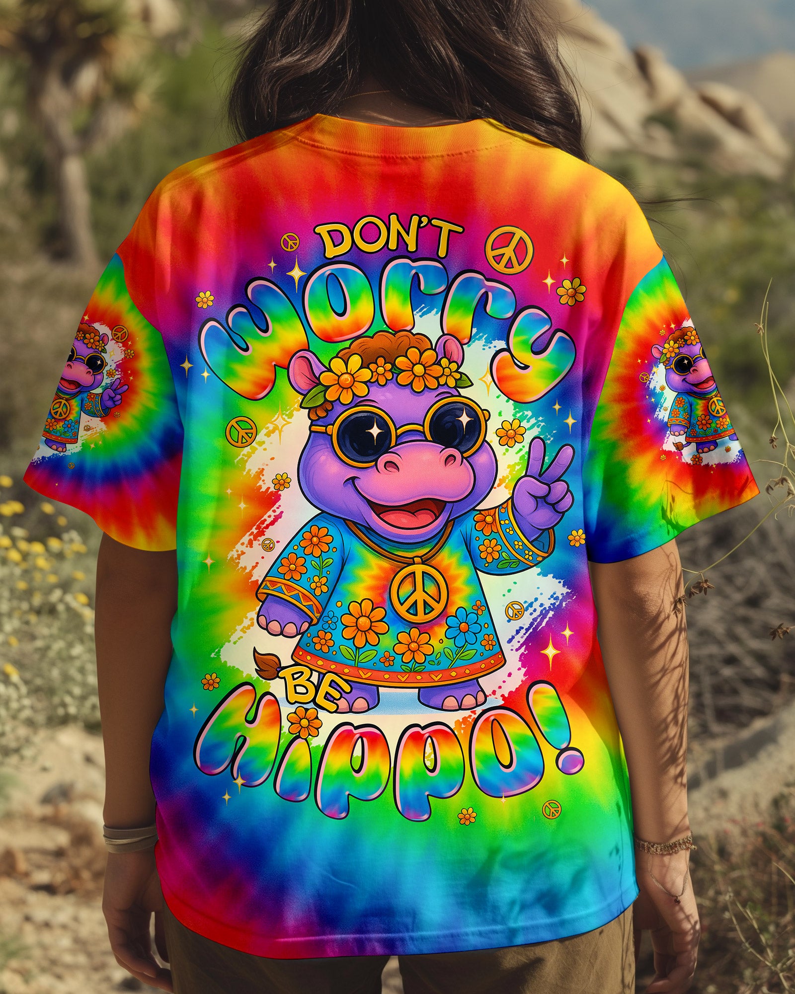 DON'T WORRY BE HIPPO TIE DYE ALL OVER PRINT - TYPQ2006251