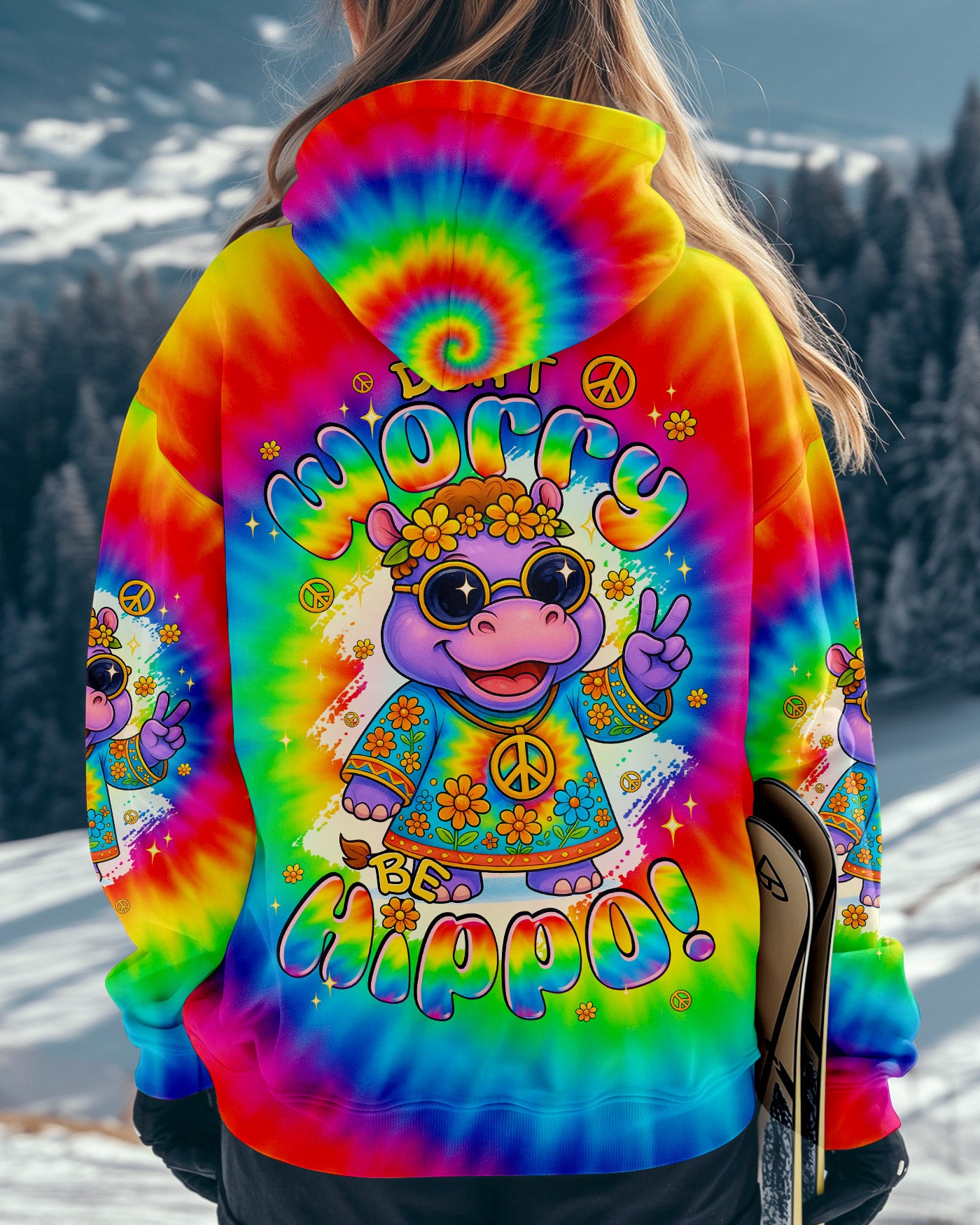 DON'T WORRY BE HIPPO TIE DYE ALL OVER PRINT - TYPQ2006251