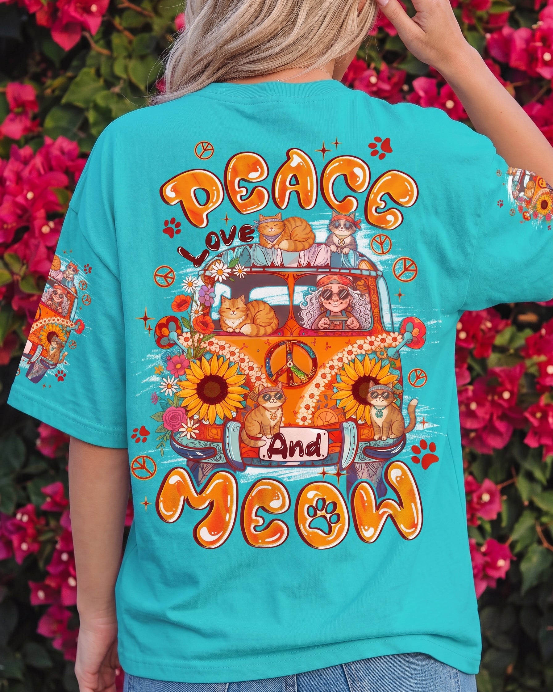 PEACE LOVE AND MEOW ALL OVER PRINT - TYPQ2107261