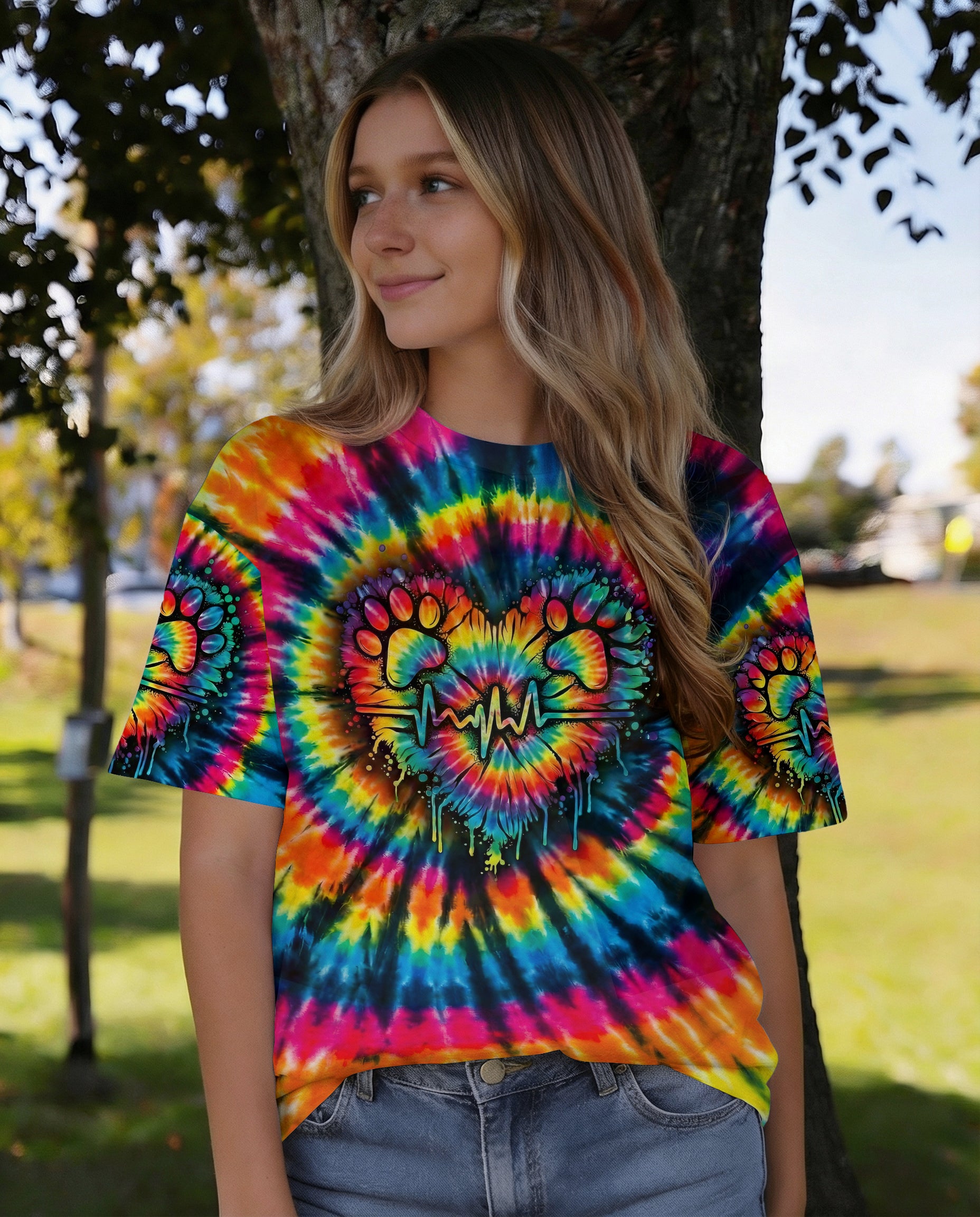 COLORFUL HEARTBEAT PAW ALL OVER PRINT - TYPQ2302262