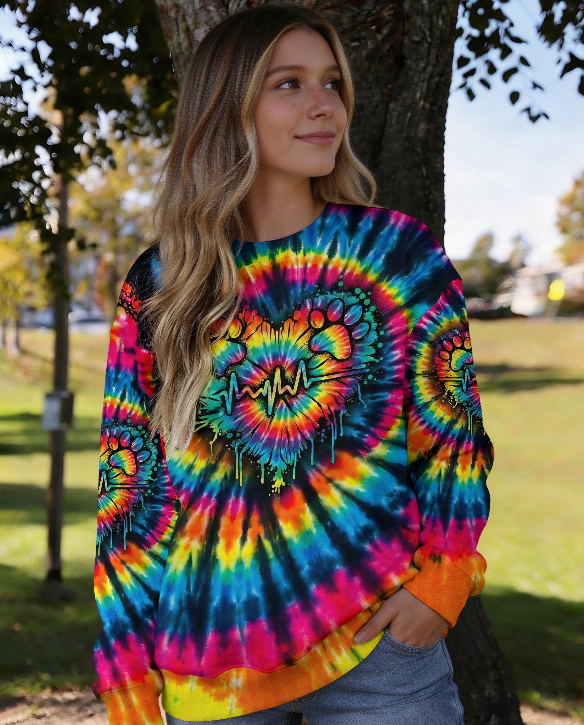 COLORFUL HEARTBEAT PAW ALL OVER PRINT - TYPQ2302262