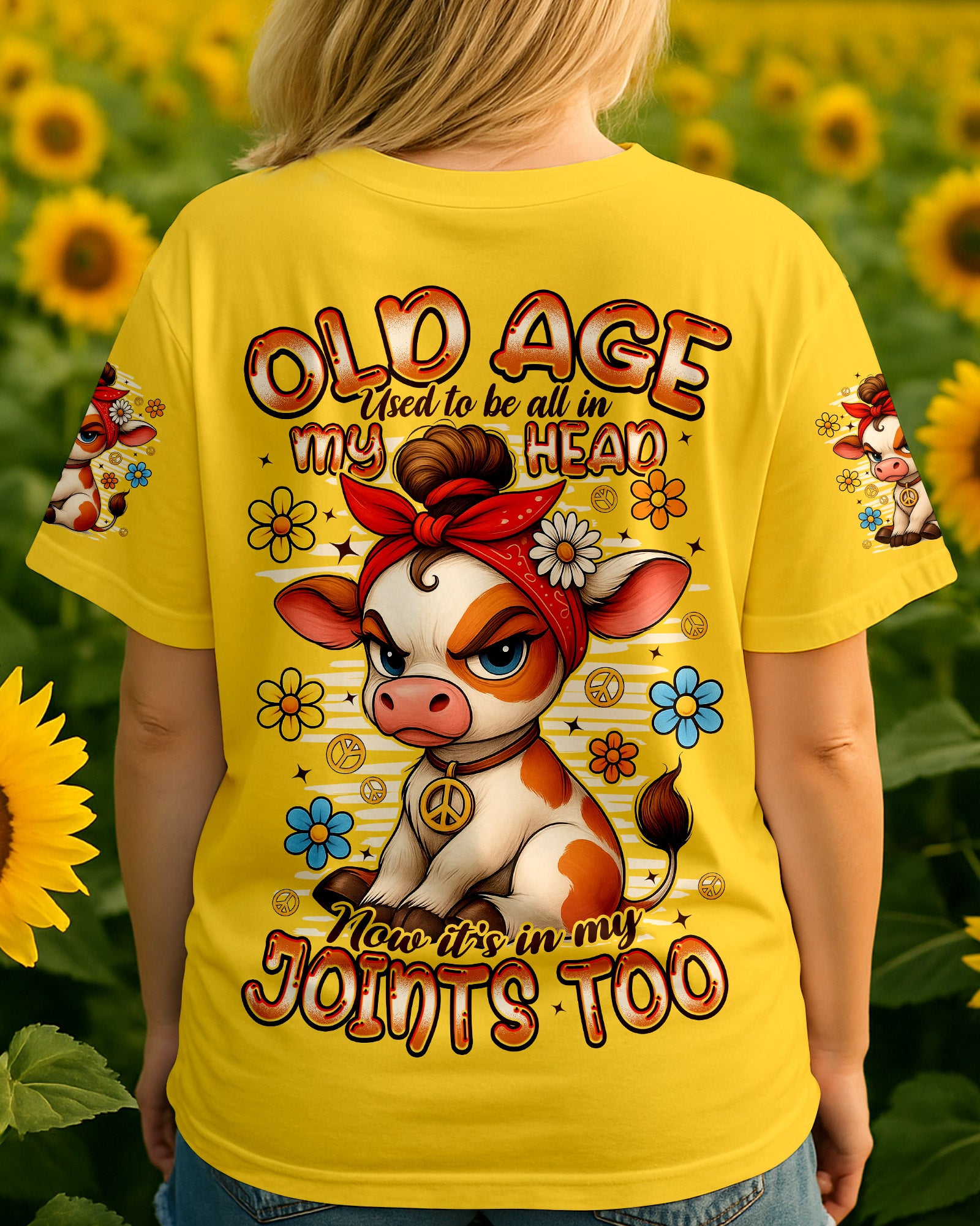 OLD AGE USED TO BE ALL IN MY HEAD COW ALL OVER PRINT - TYPQ2309253