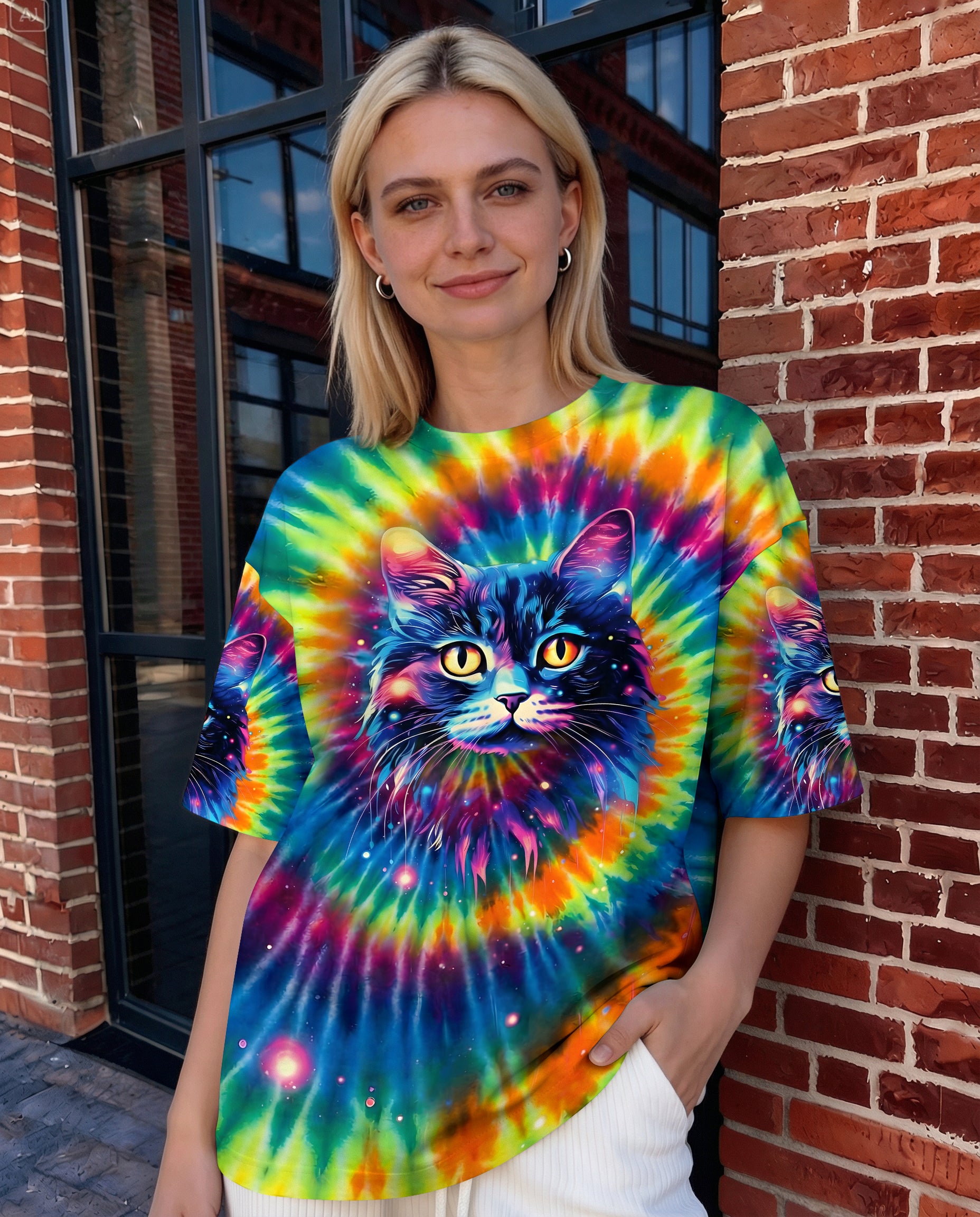 COLORFUL CAT ALL OVER PRINT - TYPQ2402262