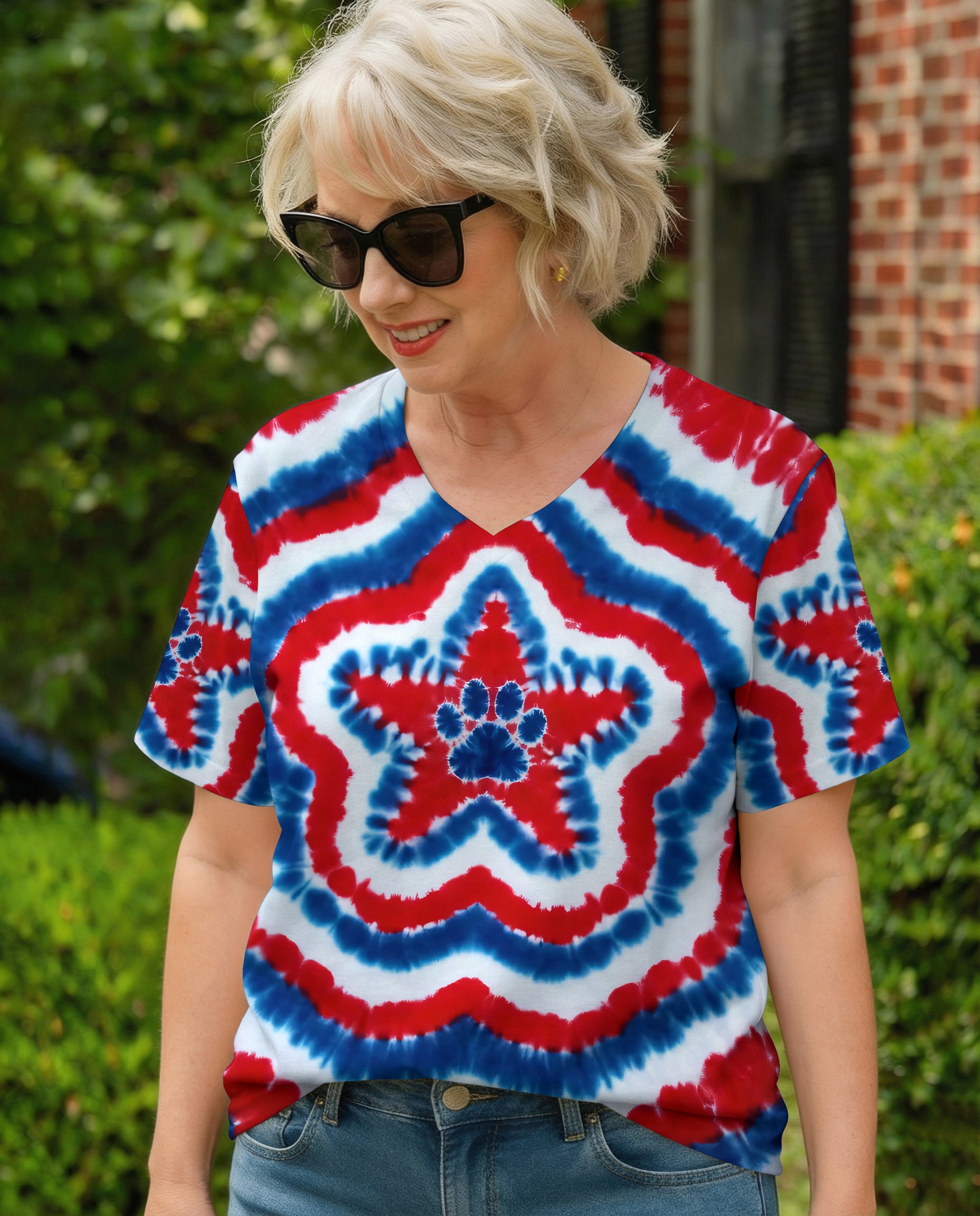 RED WHITE AND BLUE PAW STAR ALL OVER PRINT - TYPQ2403262