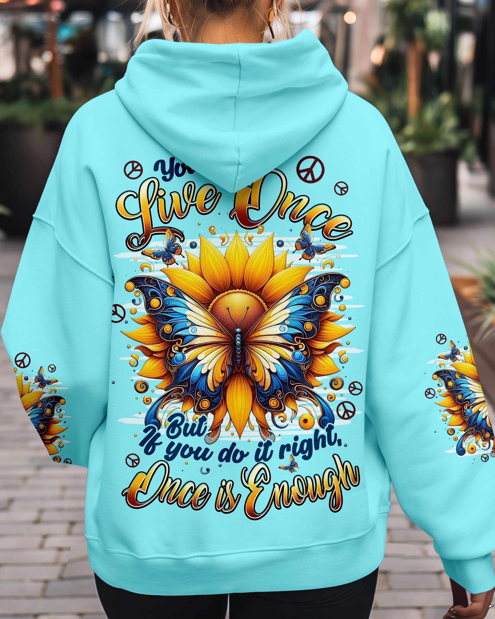 YOU ONLY LIVE ONCE BUTTERFLY SUNFLOWER ALL OVER PRINT - TYPQ2509251