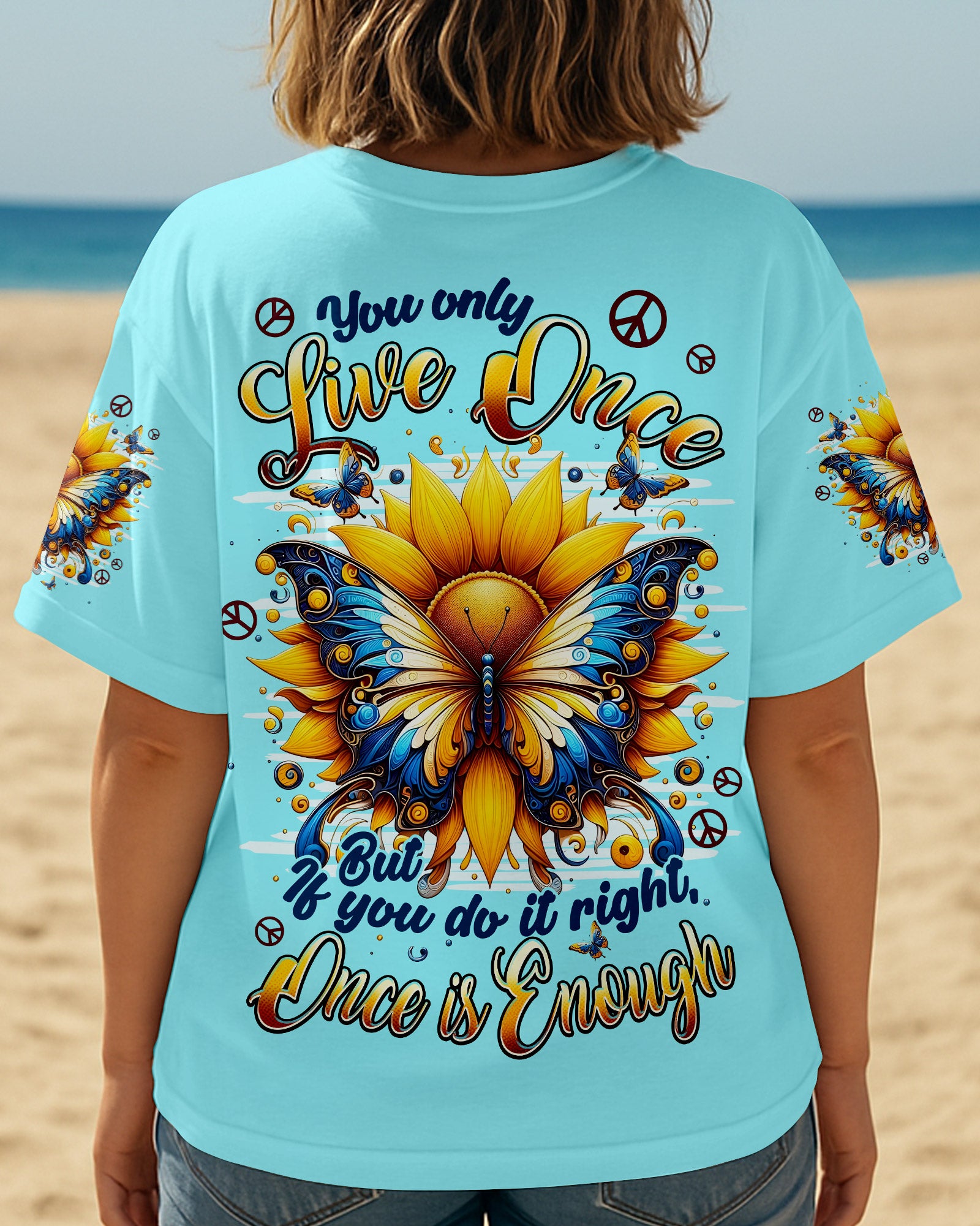 YOU ONLY LIVE ONCE BUTTERFLY SUNFLOWER ALL OVER PRINT - TYPQ2509251