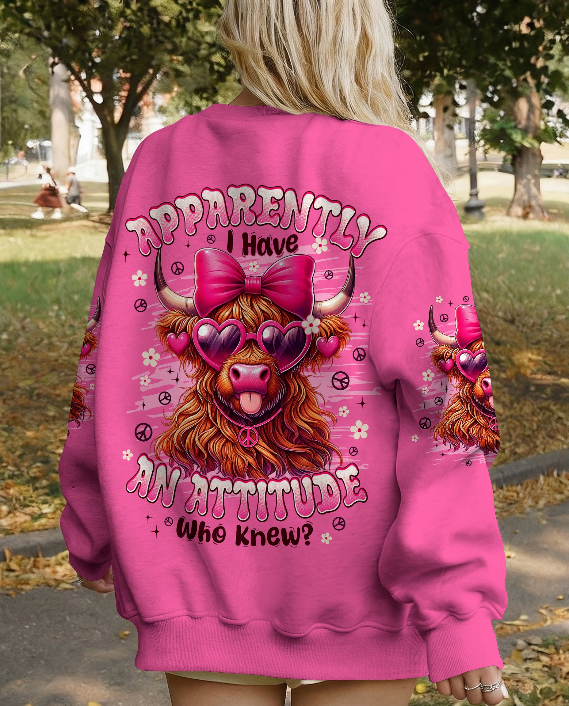APPARENTLY I HAVE AN ATTITUDE WHO KNEW COW ALL OVER PRINT - TYPQ2712251