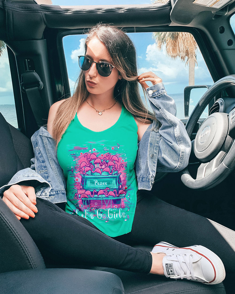 LET'S GO GIRLS FLAMINGO ALL OVER PRINT - TLNT1405243