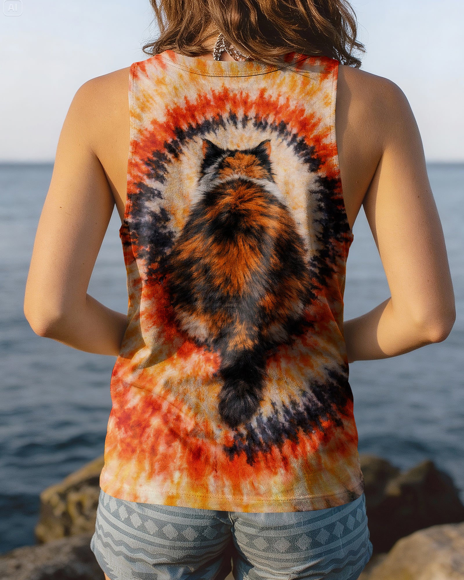 CALICO CAT ORANGE SWIRL ALL OVER PRINT   - TLNT0903262