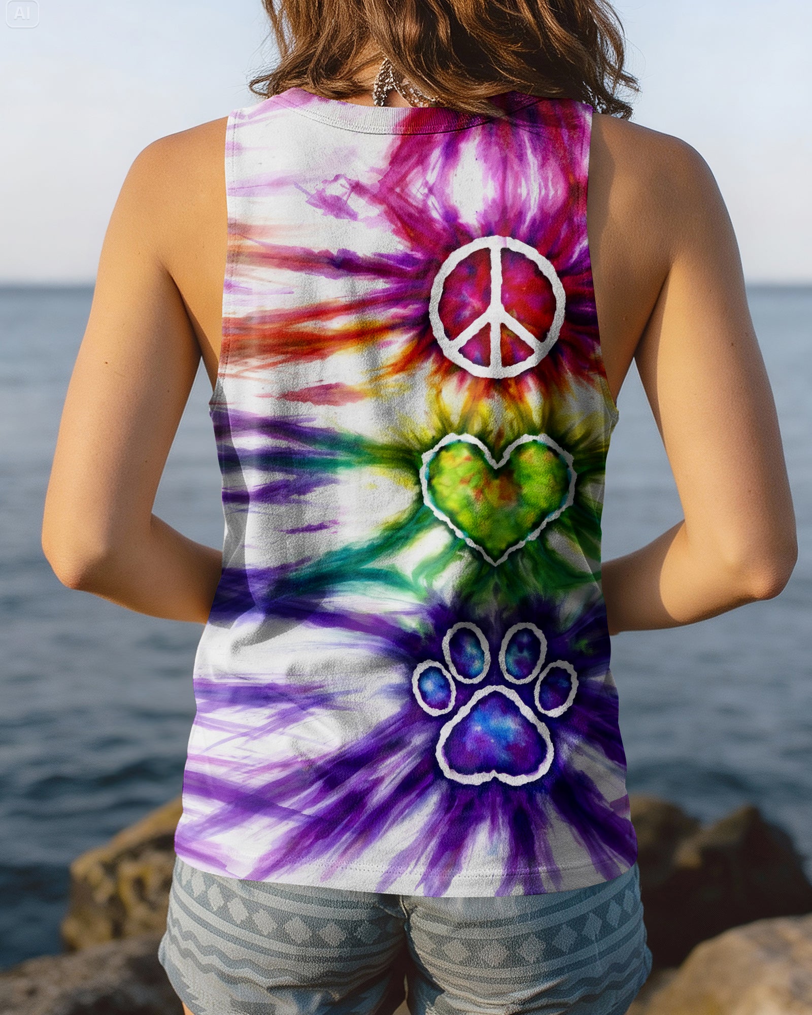 PEACE LOVE PAW PRINT SWIRL ALL OVER PRINT - TLHG2003263