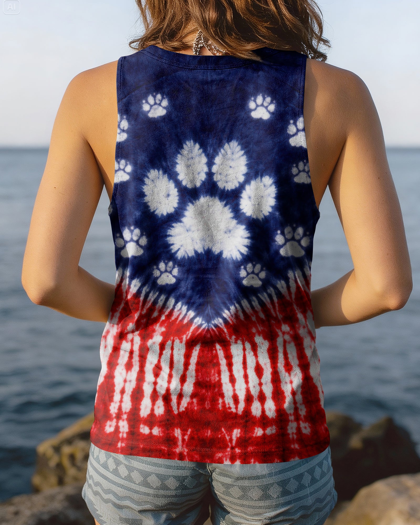 PAW PRINT AMERICAN FLAG V SWIRL ALL OVER PRINT - TLTW1803263