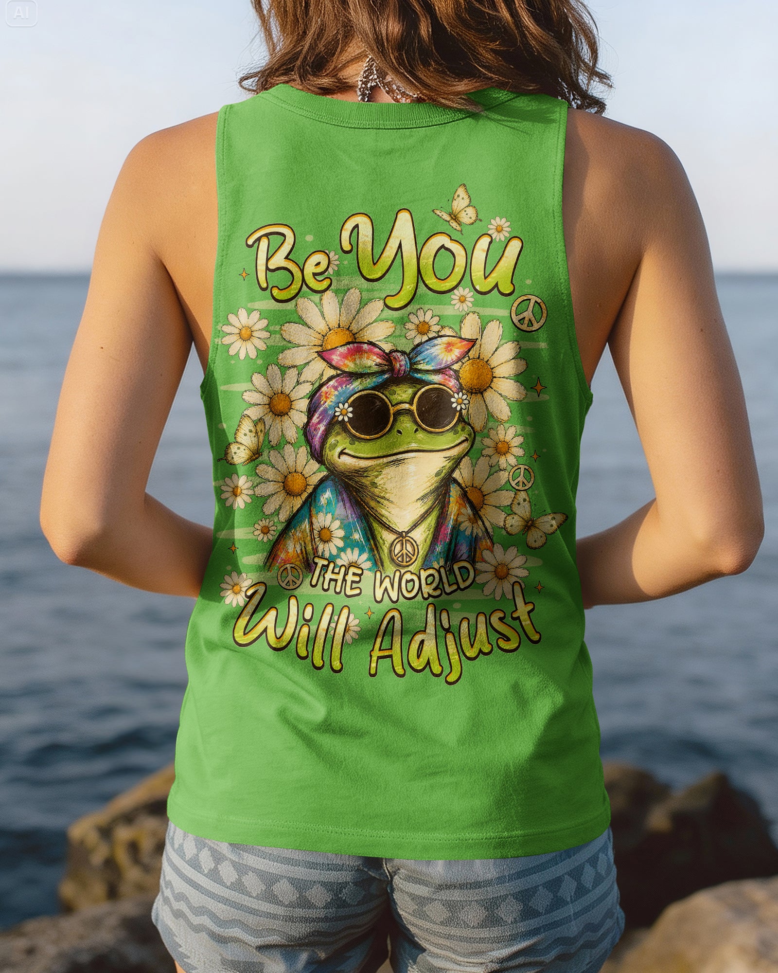 BE YOU THE WORLD WILL ADJUST FROG ALL OVER PRINT - TLHN3007263