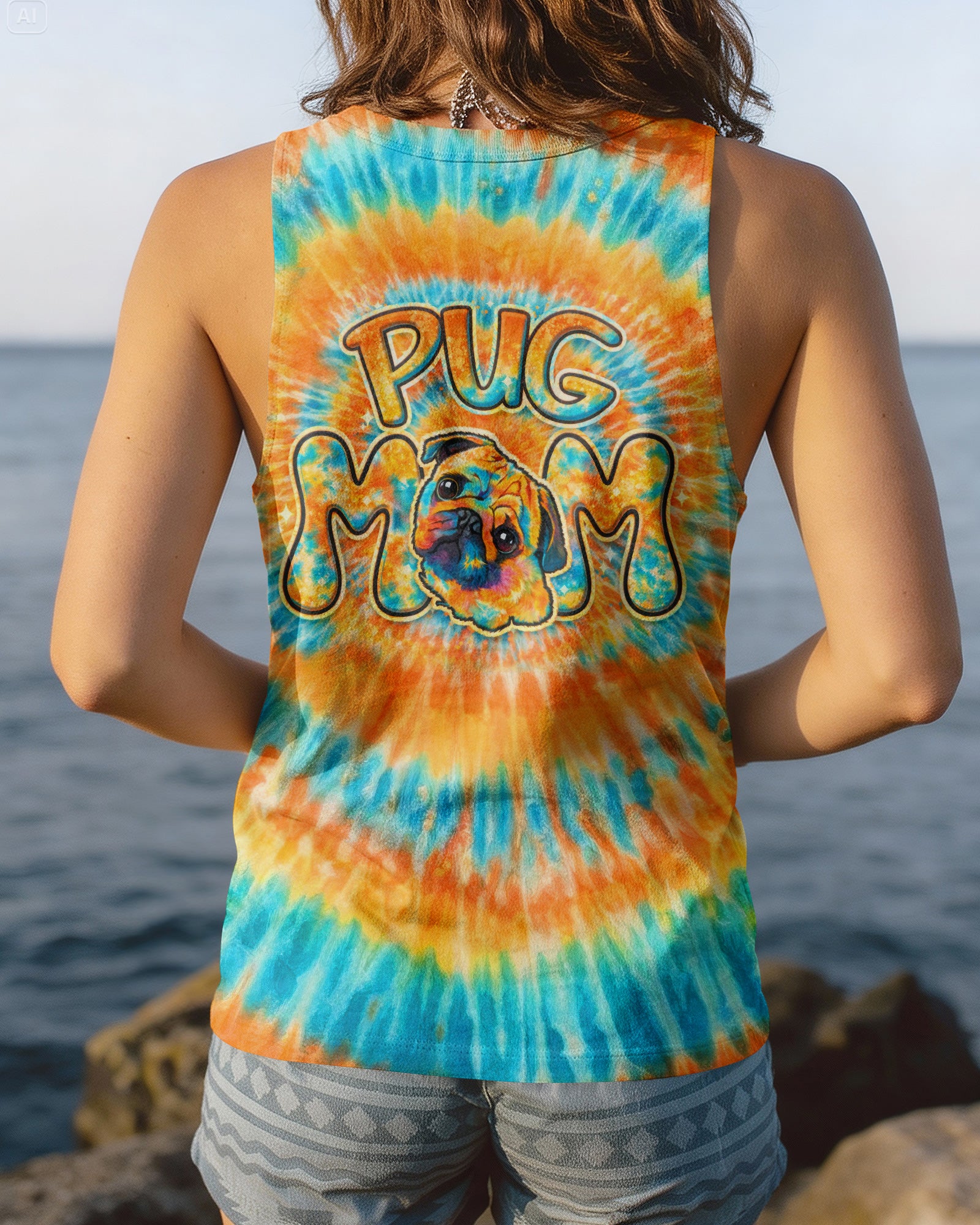 PUG MOM DOG  SWIRL ALL OVER PRINT - TLTW2702263