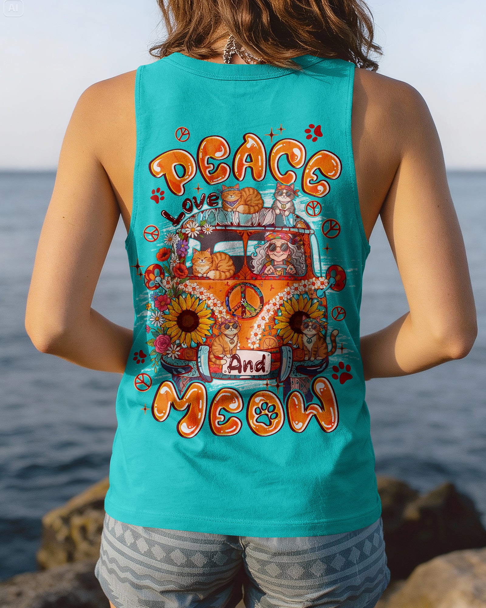 PEACE LOVE AND MEOW ALL OVER PRINT - TYPQ2107261