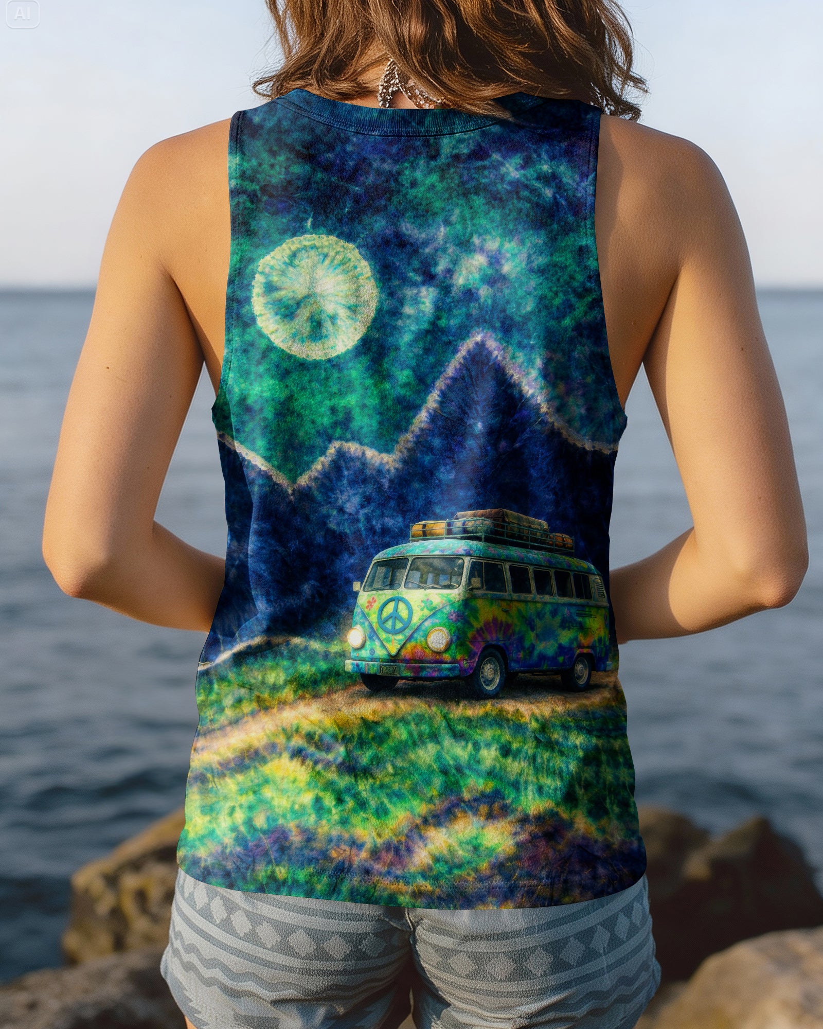 HIPPIE BUS UNDER MOON SWIRL ALL OVER PRINT  - TLTW0202262