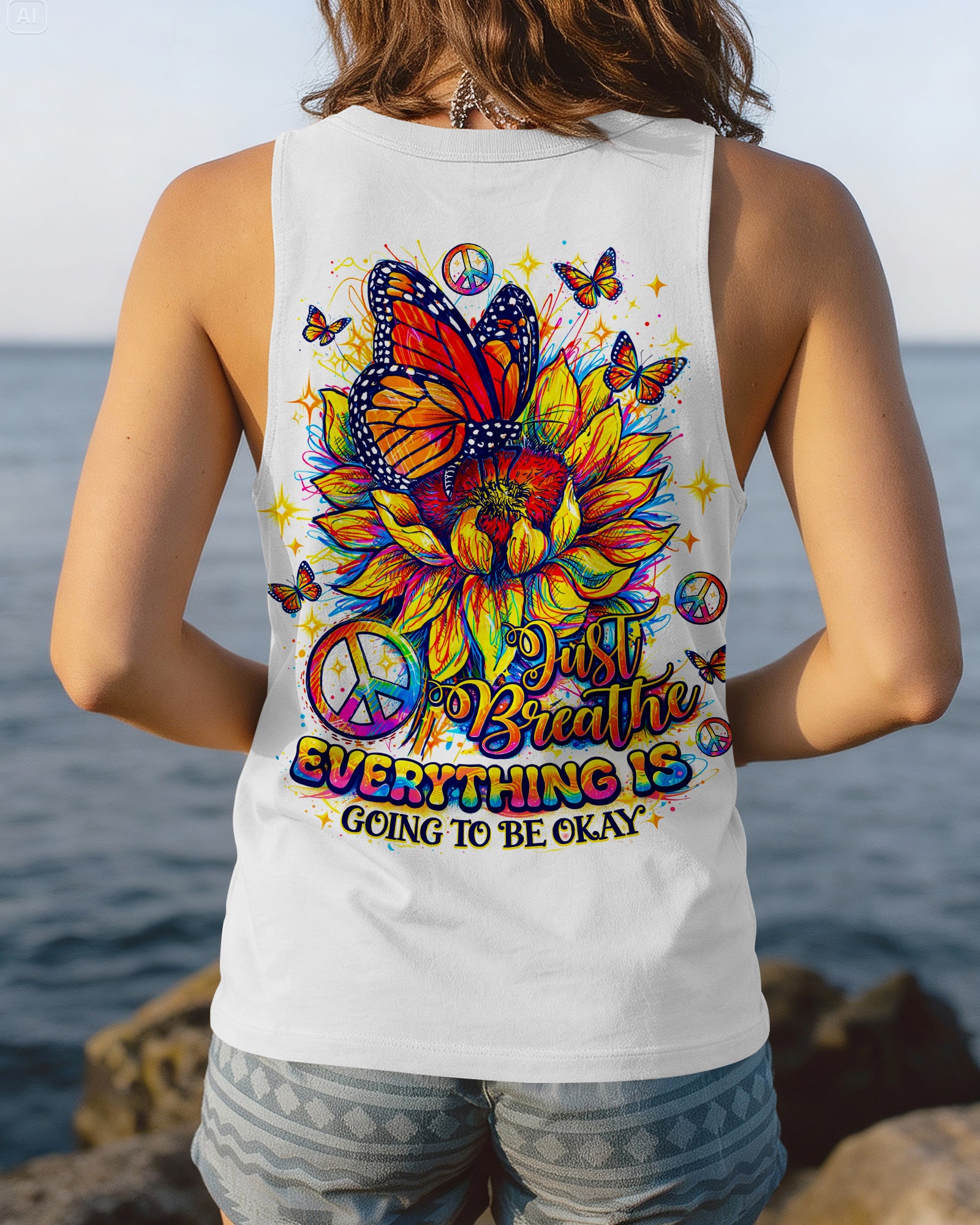 JUST BREATHE BUTTERFLY SUNFLOWER ALL OVER PRINT - TLNO270261