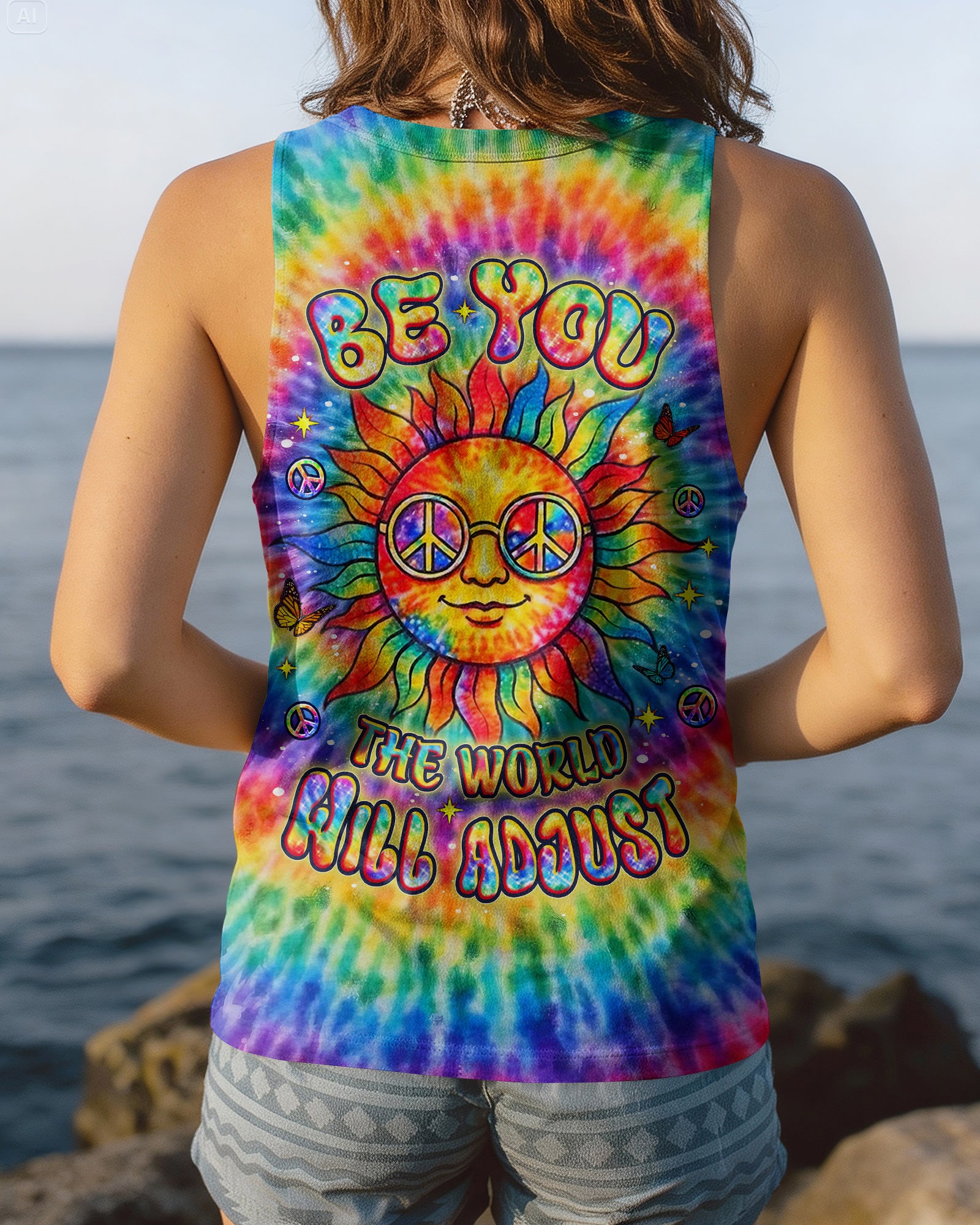 BE YOU THE WORLD WILL ADJUST HIPPIE SUN ALL OVER PRINT - YHLT2502261