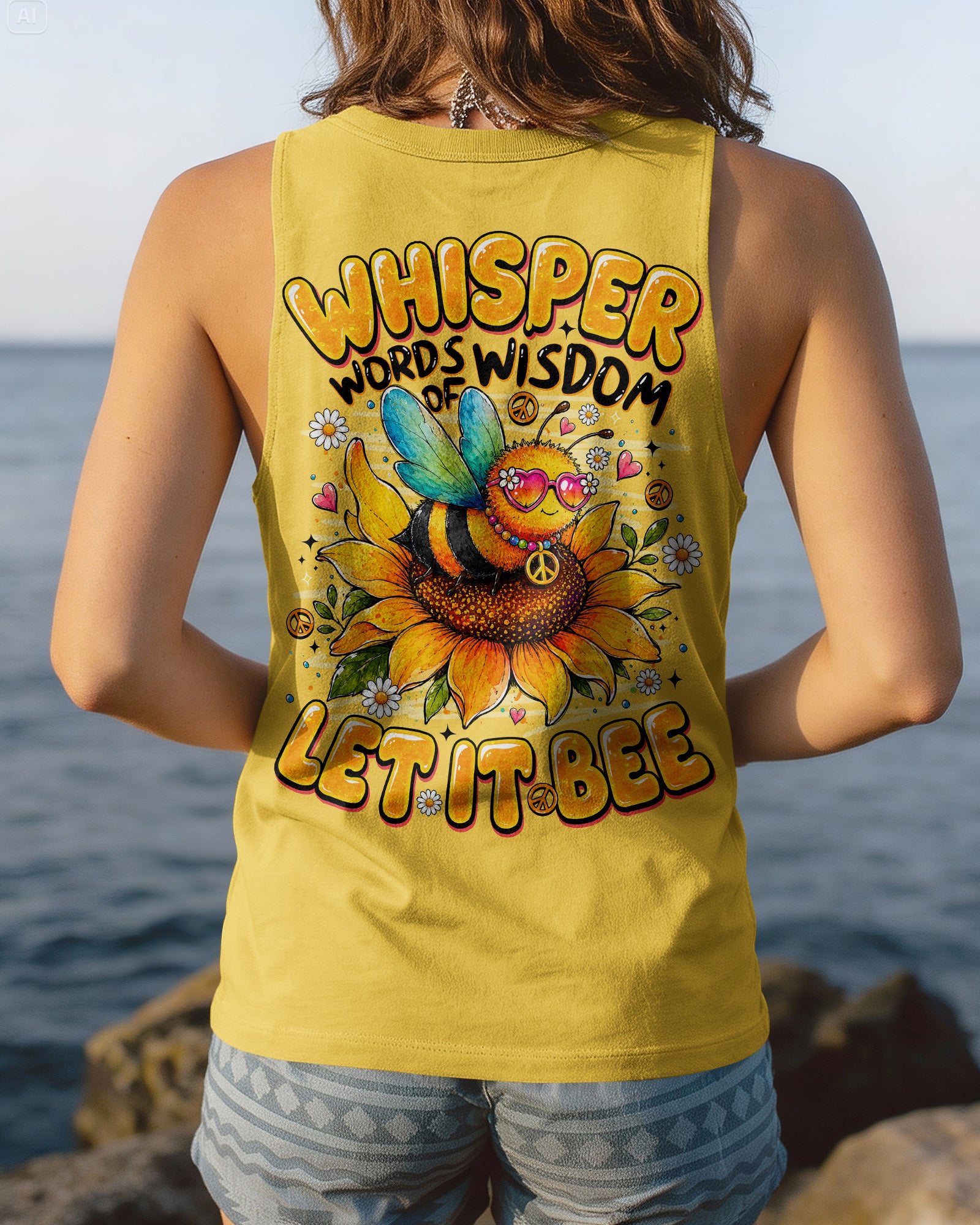 WHISPER WORDS OF WISDOM LET IT BE BEE SUNFLOWER ALL OVER PRINT -  TLNO1407261