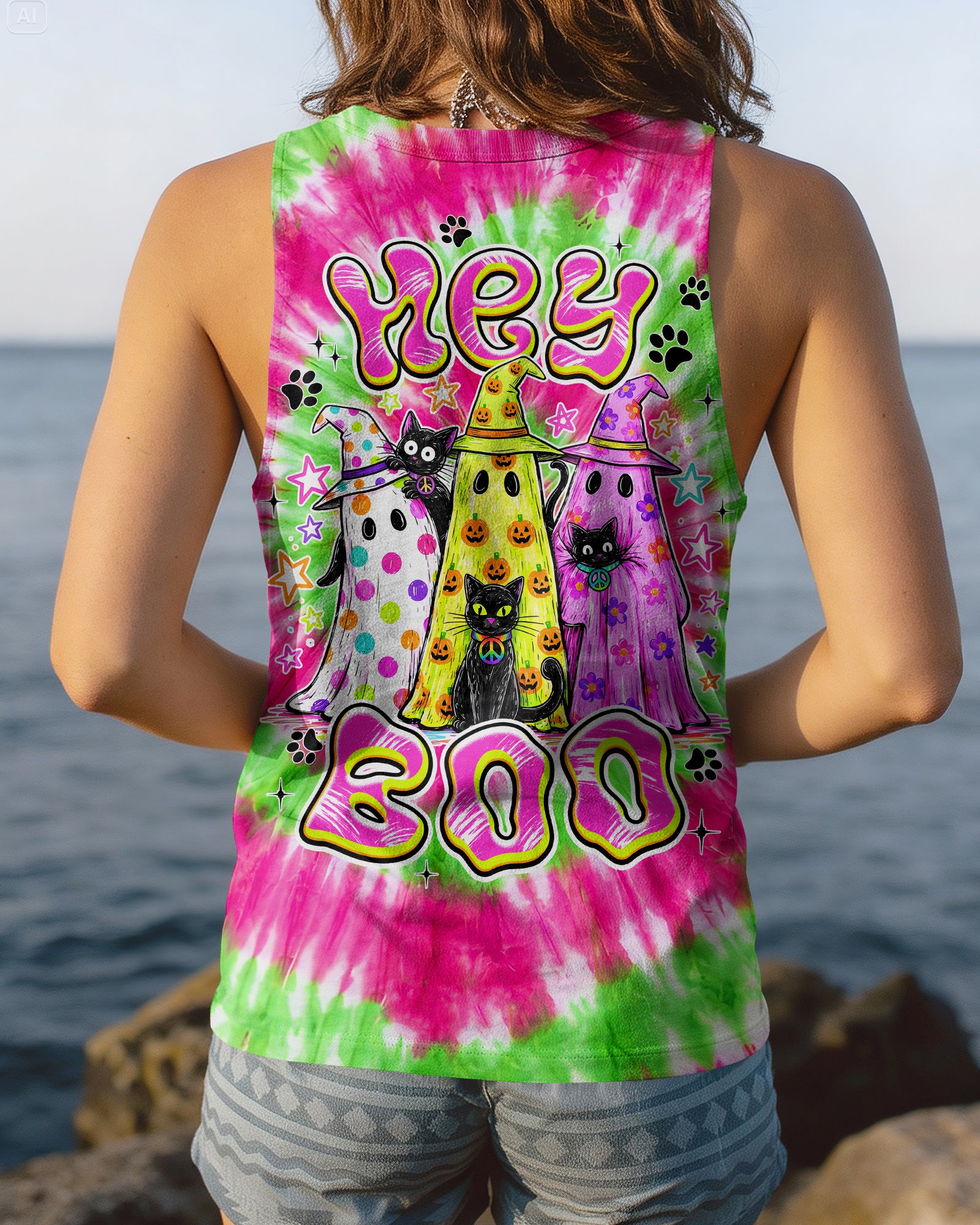 HEY BOO CATS HALLOWEEN ALL OVER PRINT - TYPQ2707261
