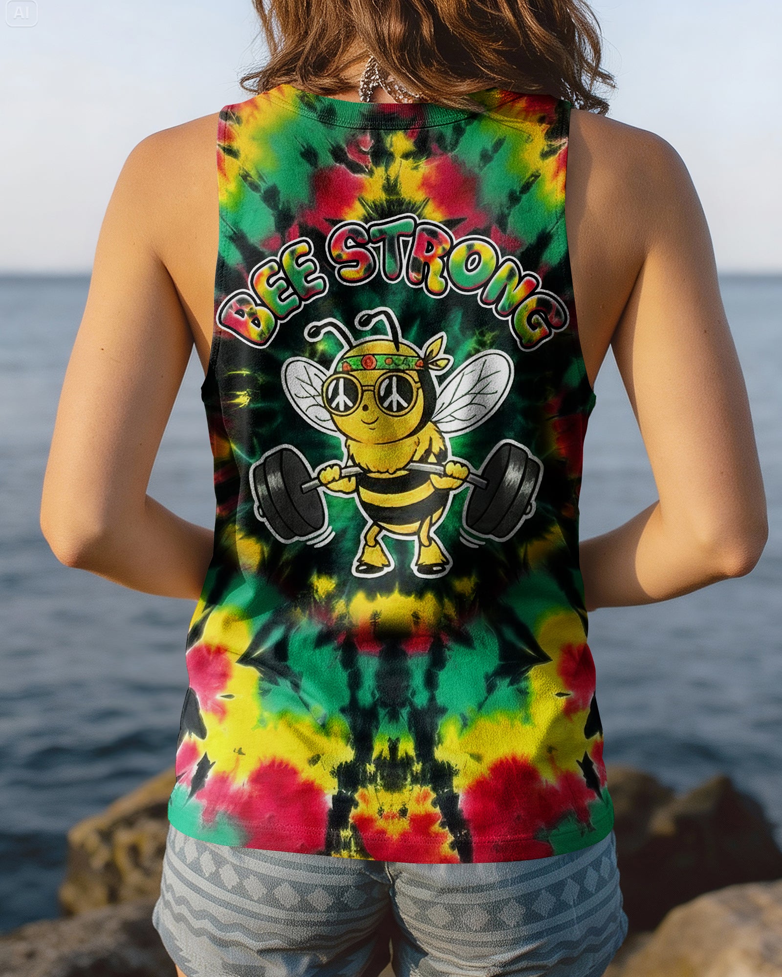 BEE STRONG RAINBOW SWIRL ALL OVER PRINT - YHHG0302261
