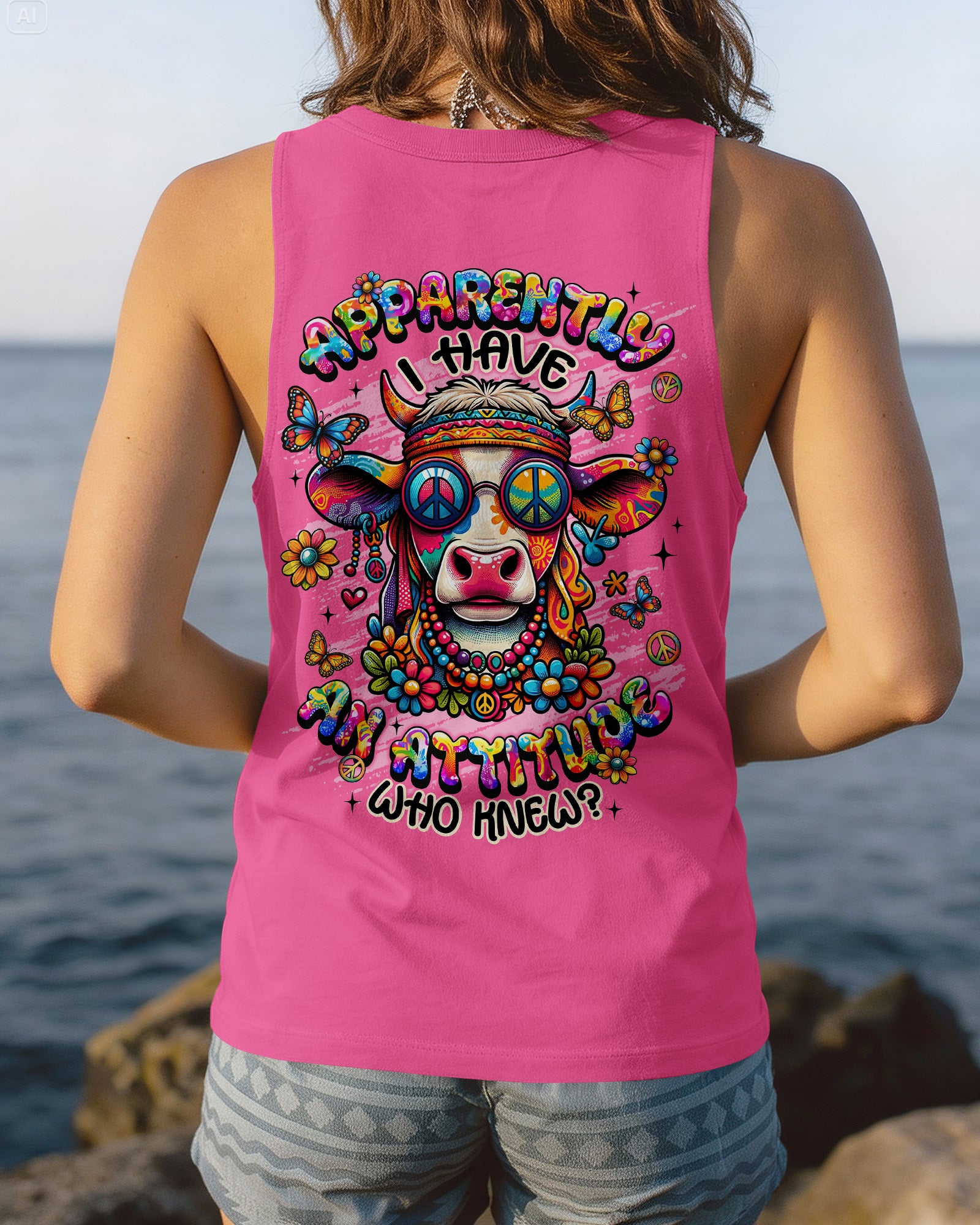 APPARENTLY I HAVE AN ATTITUDE WHO KNEW COW ALL OVER PRINT - TLNT0602261