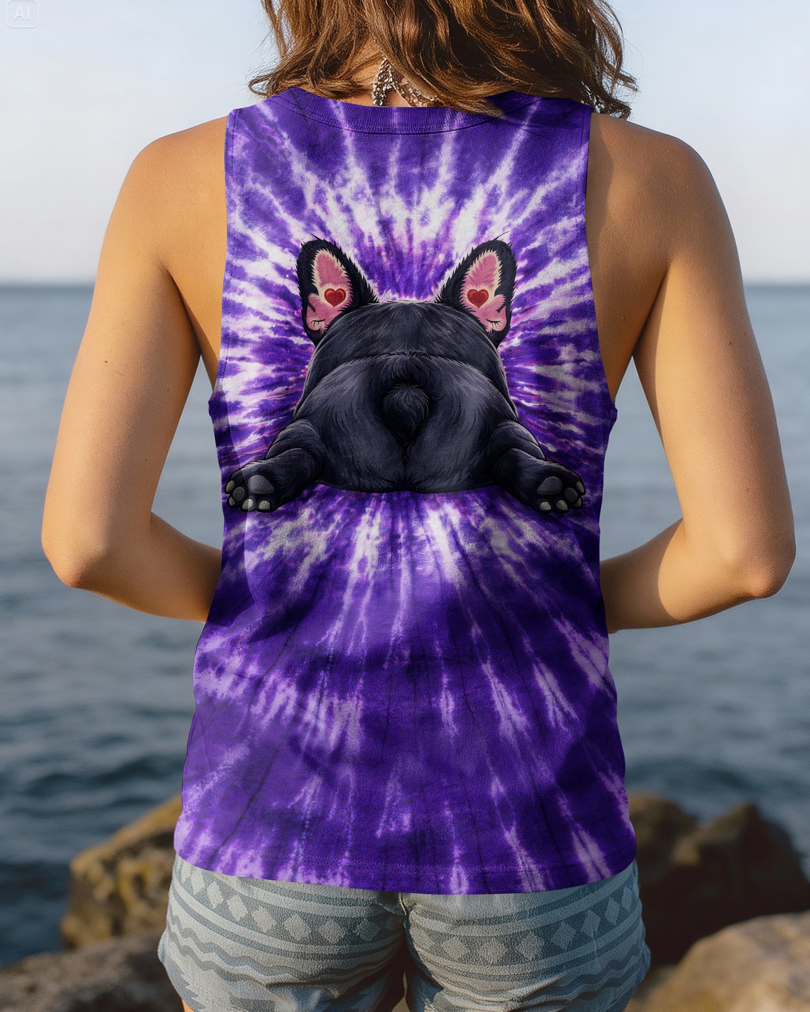 FRENCH BULLDOG PURPLE SWIRL ALL OVER PRINT - TLHG0903262