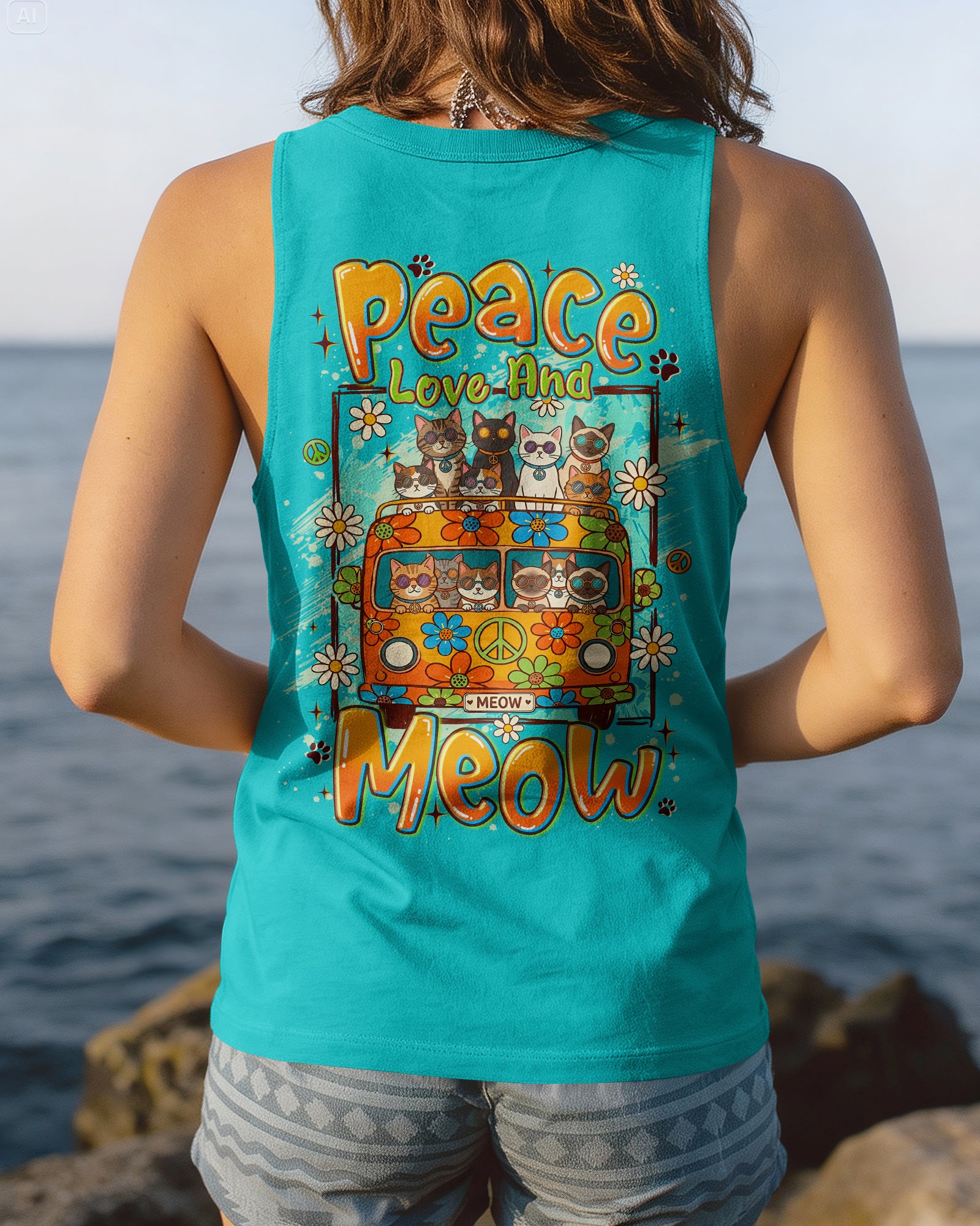 PEACE LOVE AND MEOW CATS ALL OVER PRINT - TYLN2407263