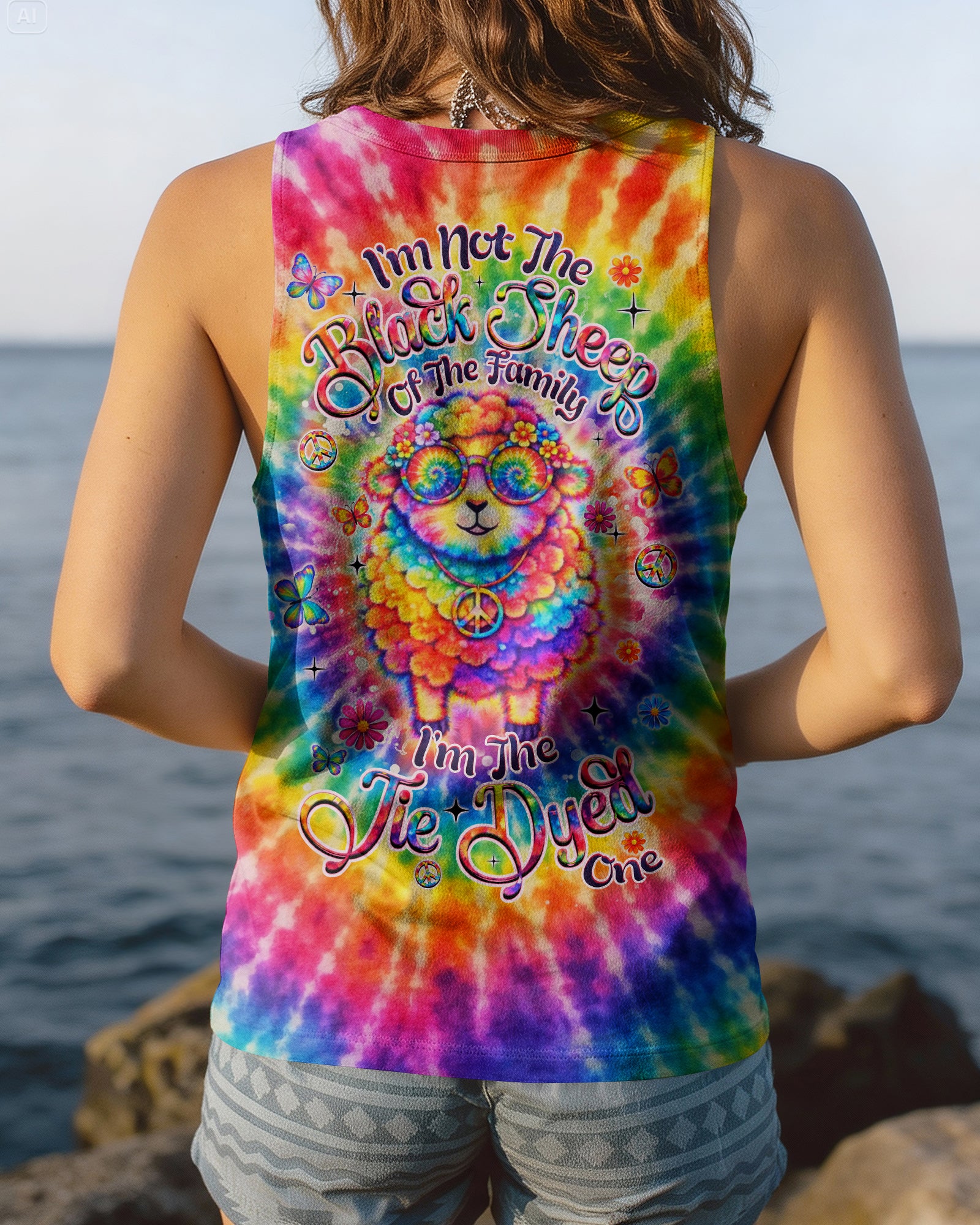 I'M NOT THE BLACK SHEEP COLORFUL SWIRL ALL OVER PRINT  - TLHN2703263