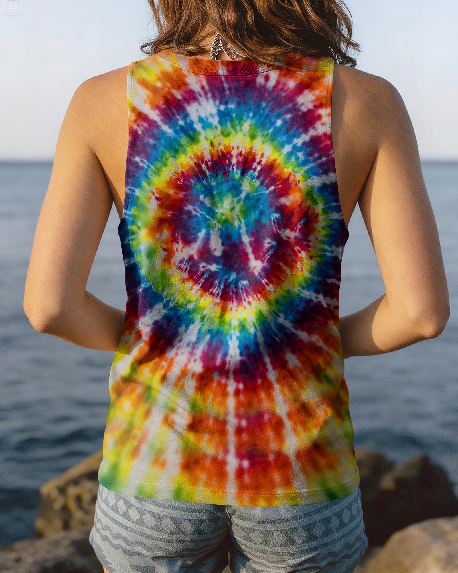 PEACE LOVE PAW PRINT COLORFUL SWIRL ALL OVER PRINT  - TLHG3103262