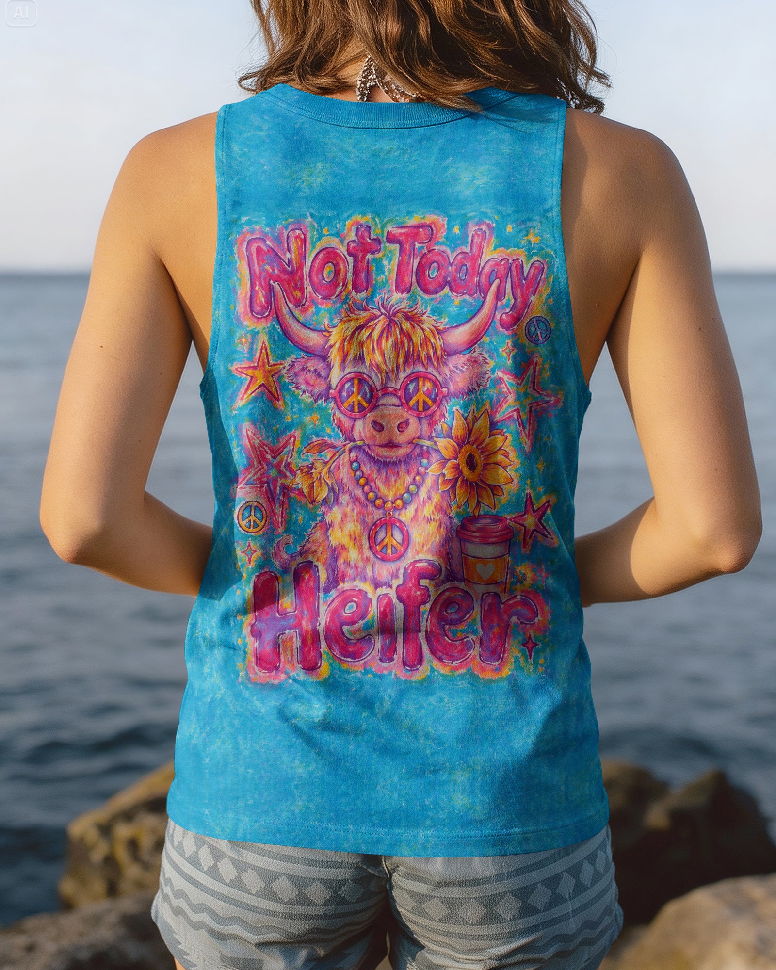 NOT TODAY HEIFER HIGHLAND COW PEACE ALL OVER PRINT - KMTM1507263