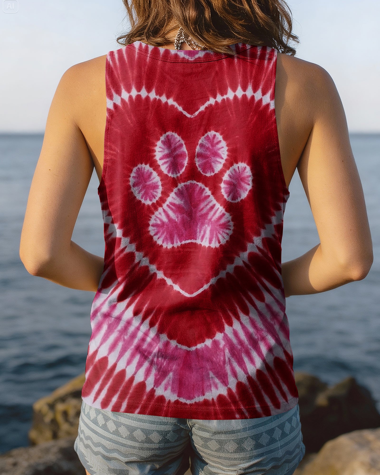RED PINK PAW HEART ALL OVER PRINT - TYPQ0703261