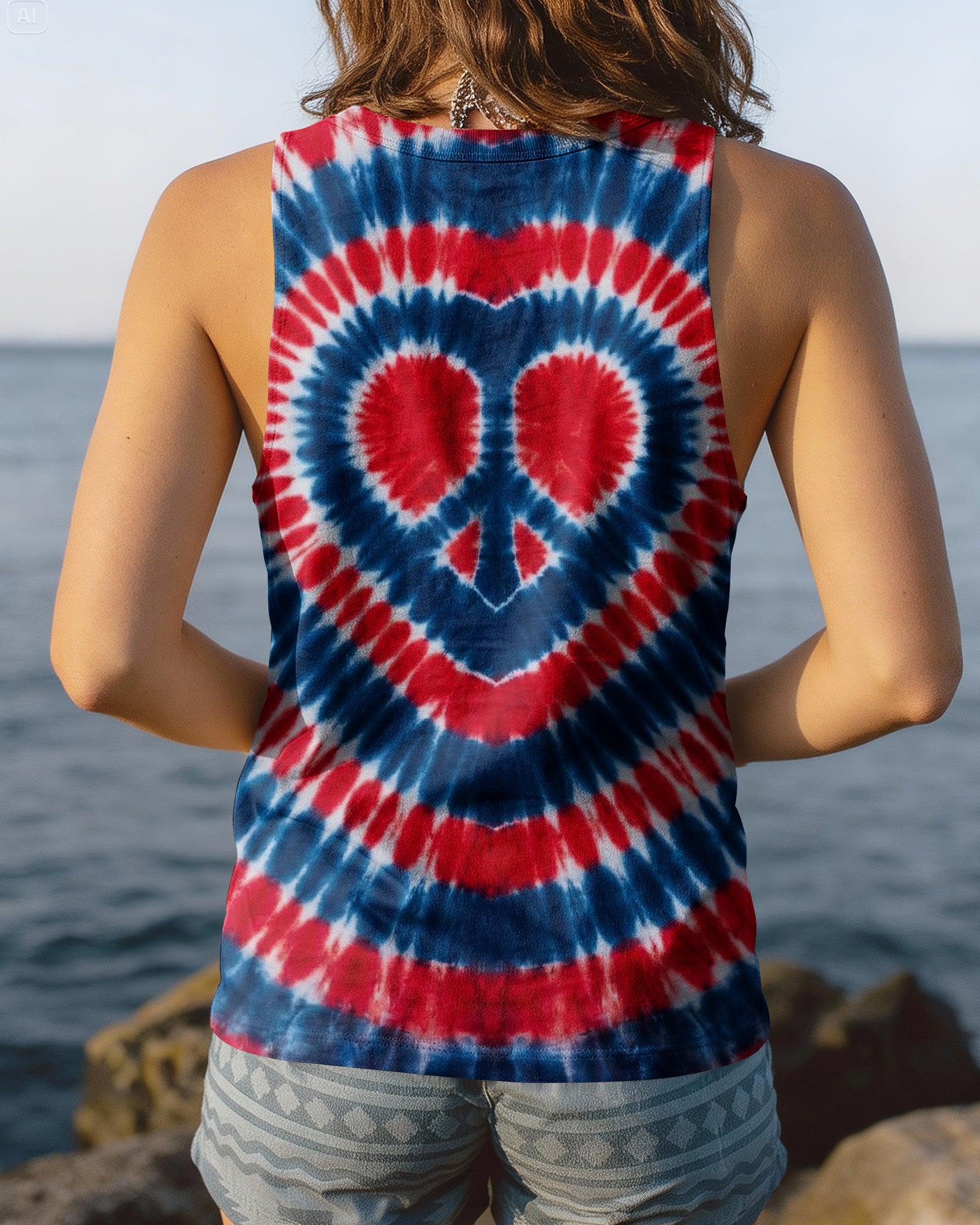 RED WHITE AND BLUE HEART PEACE ALL OVER PRINT - TYPQ1803262